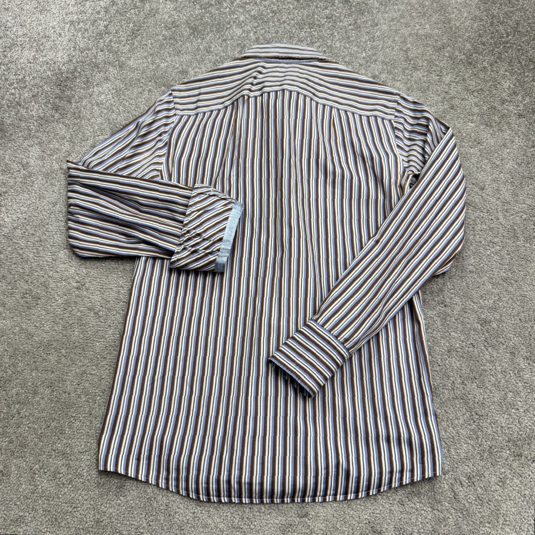 Ted Baker Ted Baker Endurance Button-Up Shirt Mens Regular Cotton Striped 14.5 Multicolor Brown Blue 90s Outdoor Preppy Shirt Size US S / EU 44-46 / 1 - 2 Thumbnail