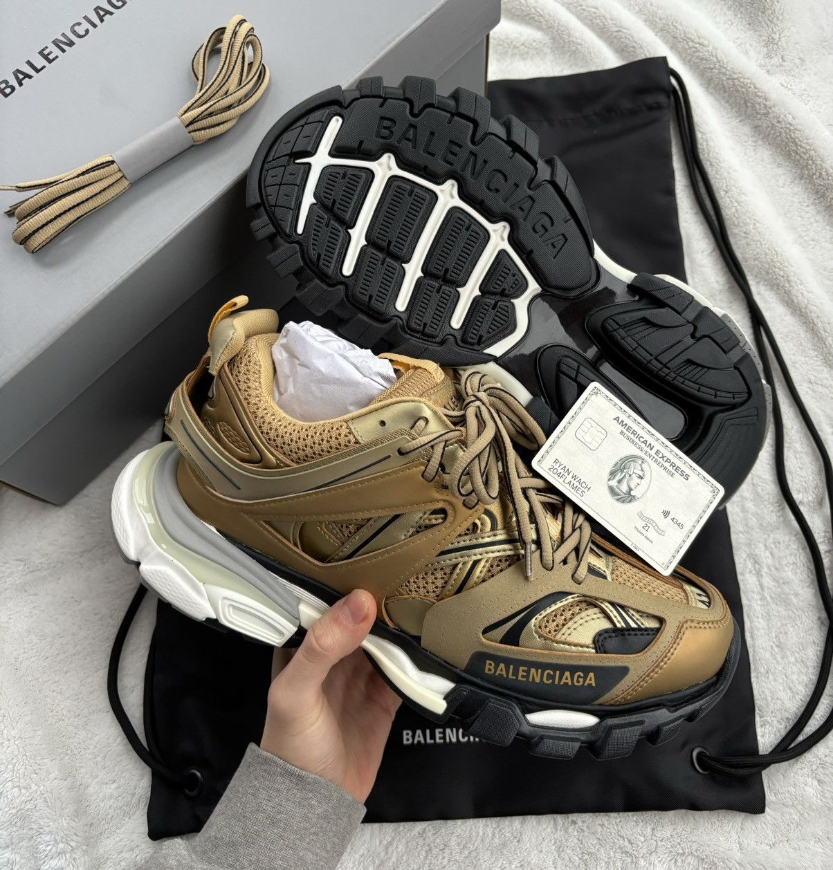 Balenciaga Balenciaga Gold/White/Black Track Sneakers Size US 8 / EU 41 - 2 Thumbnail