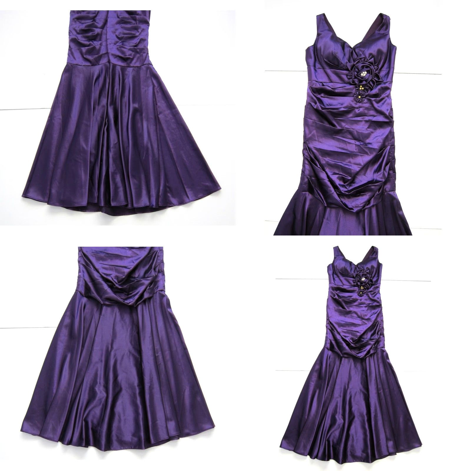 Vintage Vtg Cinderella Divine Purple Satin Ruched V-Neck Floral Mermaid Gown Dress M Size M / US 6-8 / IT 42-44 - 8 Thumbnail
