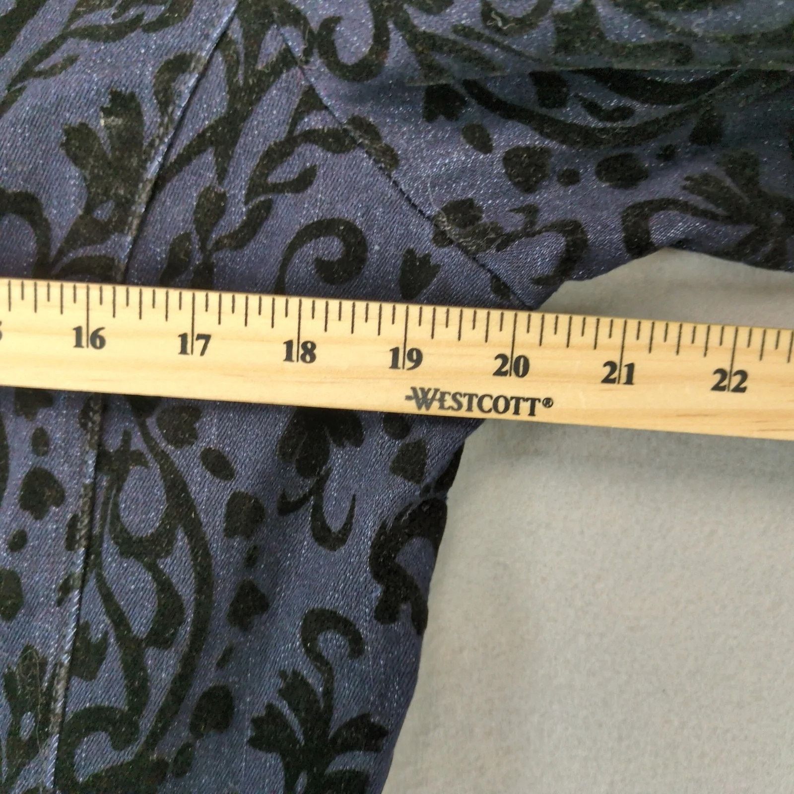 Other Tantrums Navy Denim Velour Flocked Full Zip Jacket Women's L Size L / US 10 / IT 46 - 6 Thumbnail