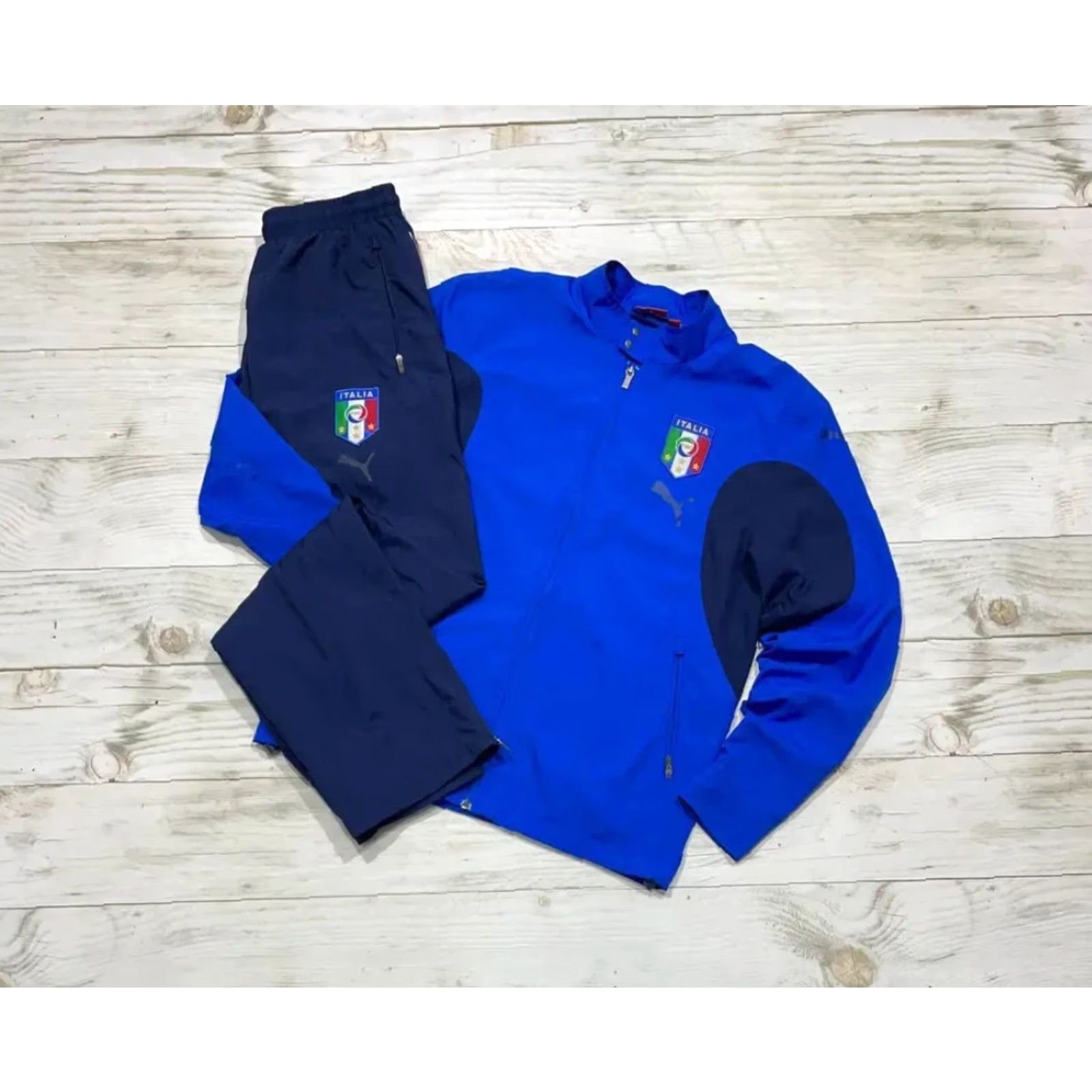 Puma VINTAGE PUMA Italy Jacket And Pants Tracksuit 2006 Track Men Size S Blue Size 36R - 2 Thumbnail