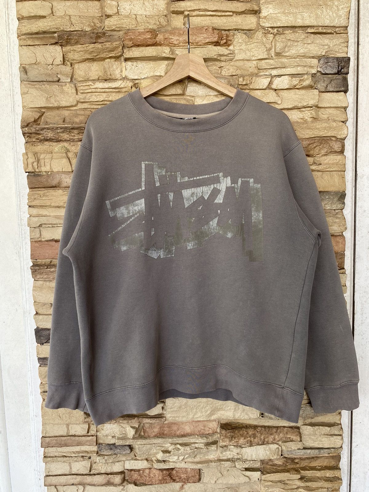 Rare Vintage Stussy Spellout Logo Sweatshirt Faded