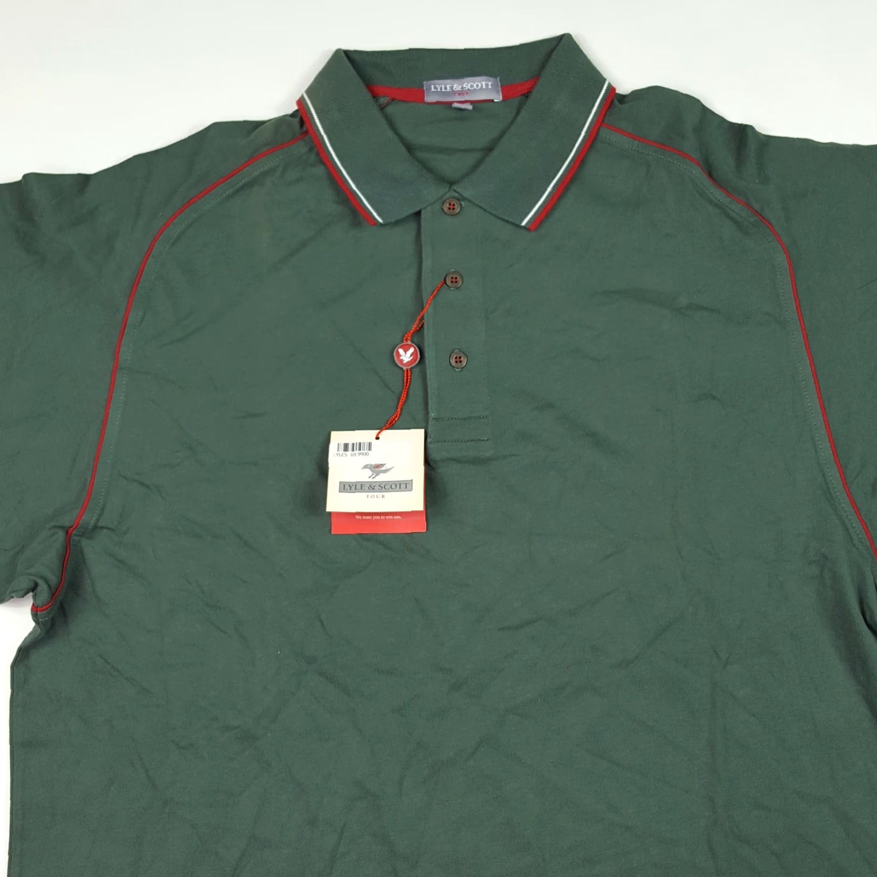 Lyle & Scott VINTAGE Lyle & Scott Golf Polo Shirt Forest Green Size L Men Regular Short Sleeve Collared Button - Knit Cotton All Seasons Logo Embroidered Size US L / EU 52-54 / 3 - 2 Thumbnail