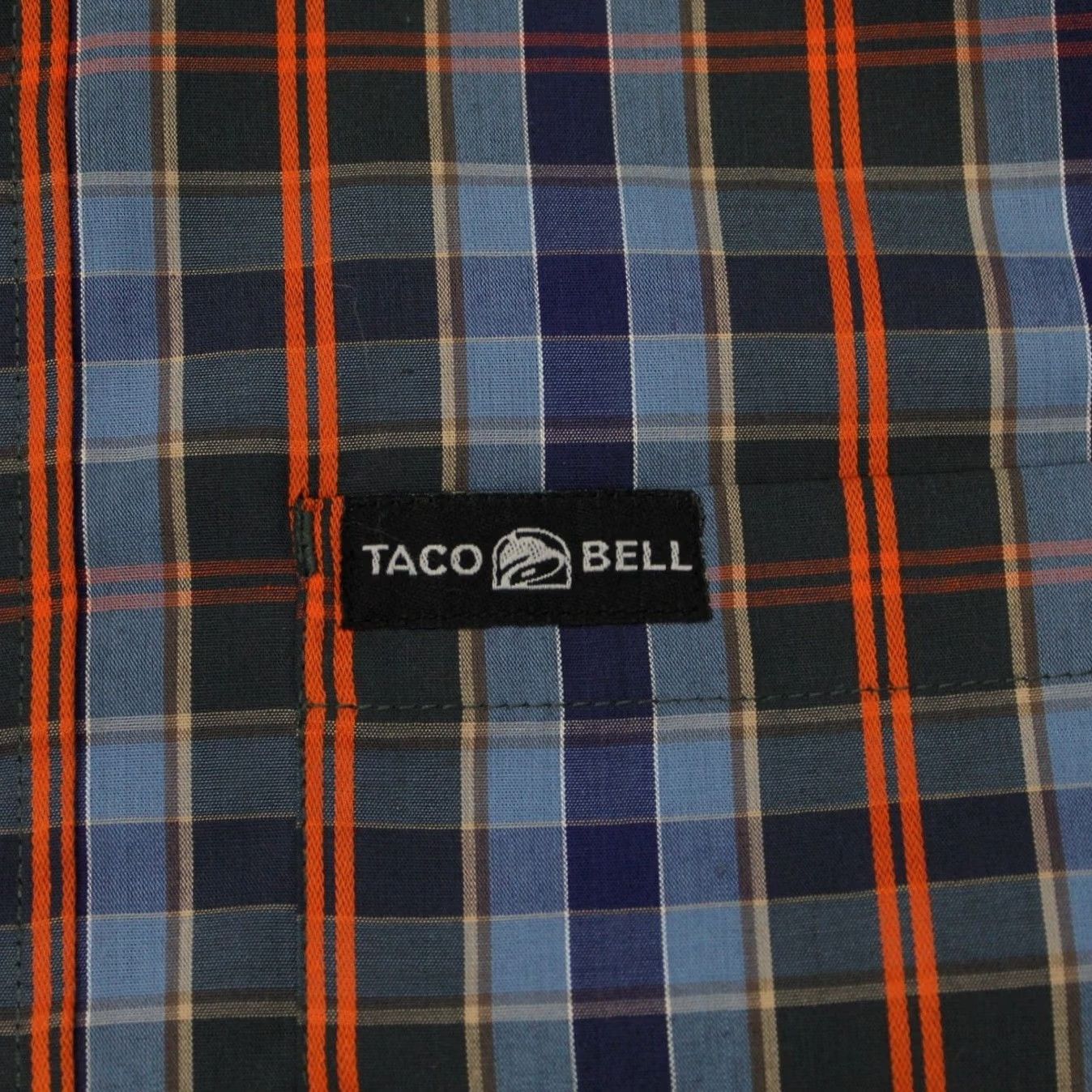 Bell Taco Bell Mens Small Blue/Orange Plaid Short Sleeve Button-Up Shirt Size US S / EU 44-46 / 1 - 7 Thumbnail