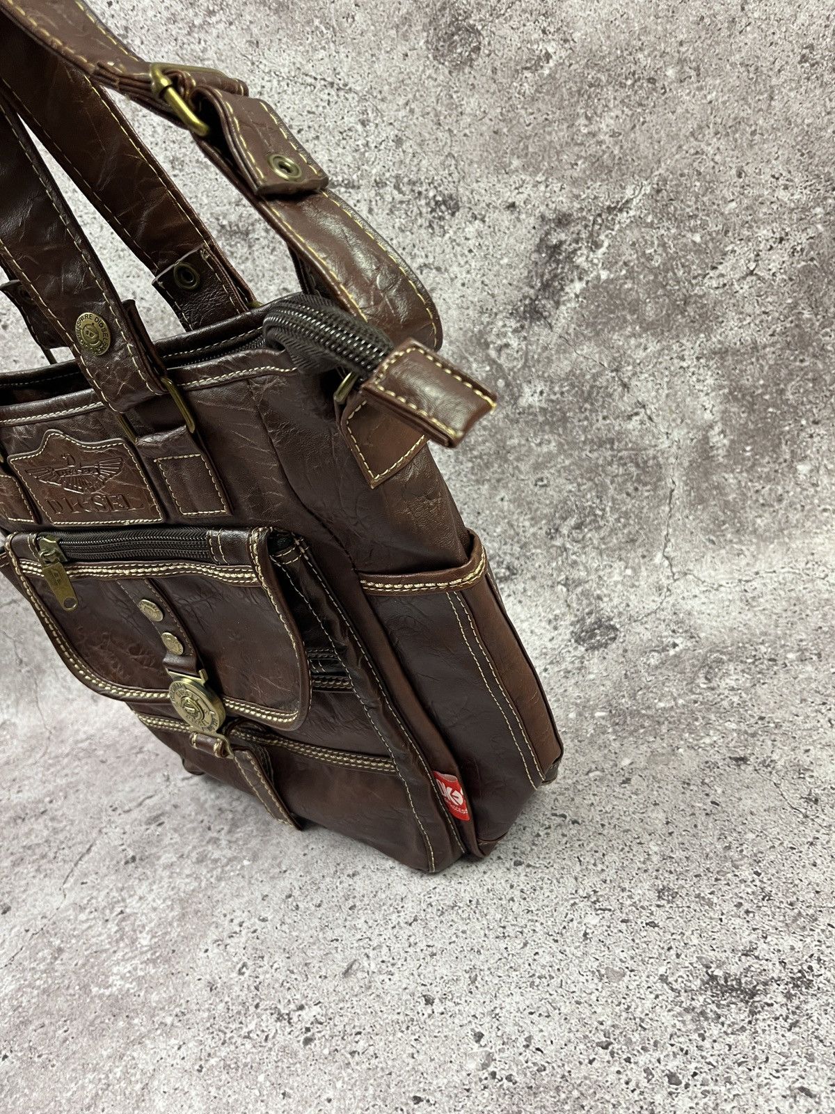 Diesel Diesel Faux Leather Shoulder Bag Multi Pocket Vintage Y2K Size ONE SIZE - 10 Thumbnail