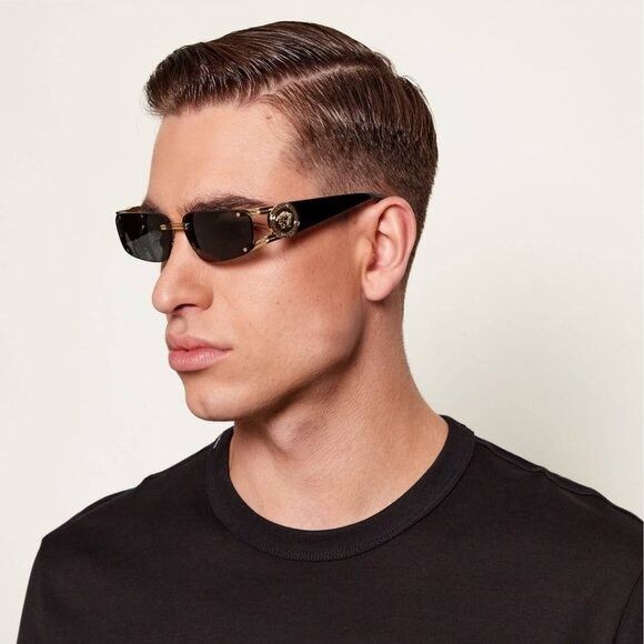 Versace VE2291 10016G Sunglasses Silver/Black Rectangle Fram  display picture 1