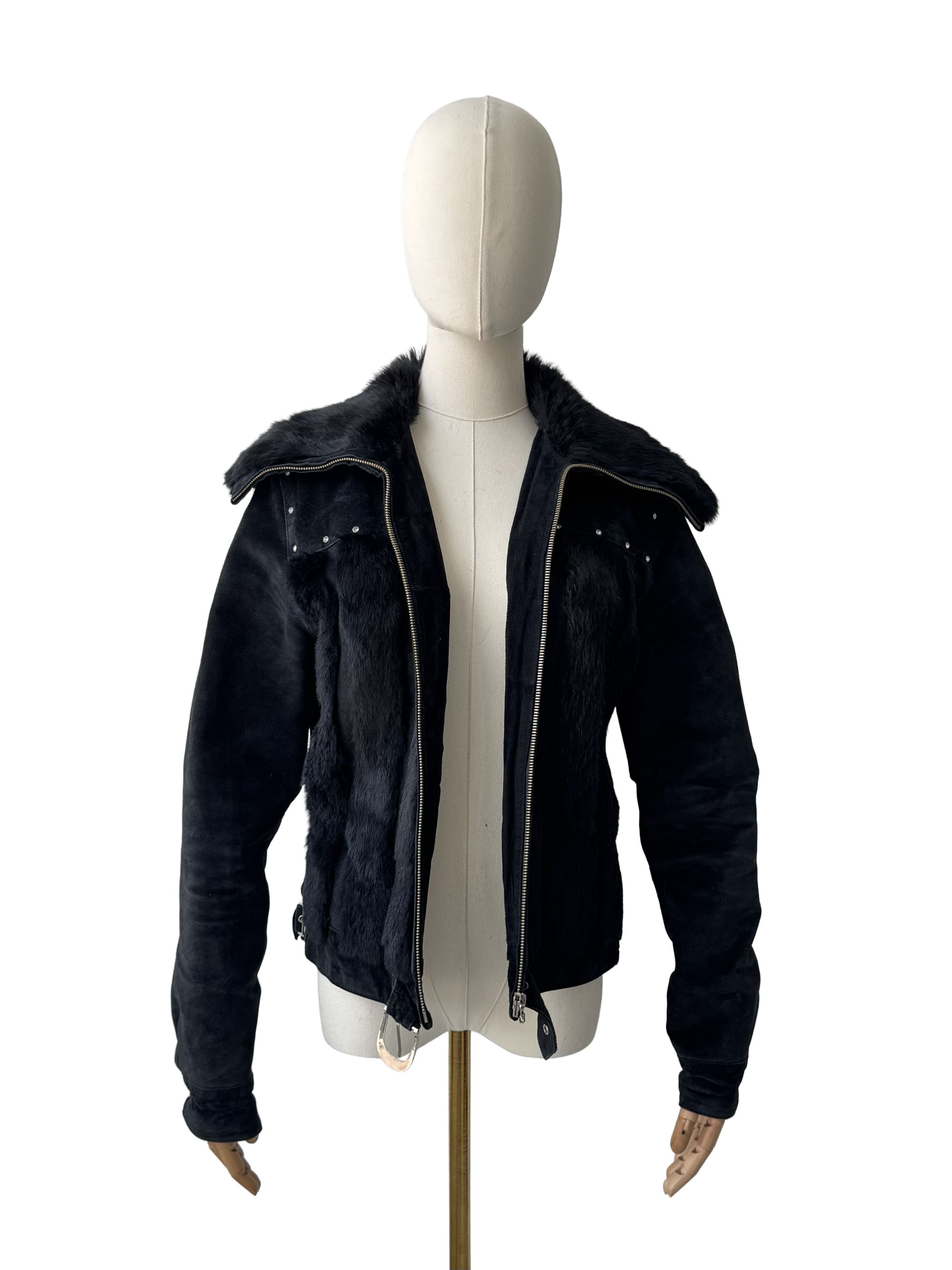 Vintage Vintage Cropped Leather Jacket With Real Fur Details Size M / US 6-8 / IT 42-44 - 3 Thumbnail