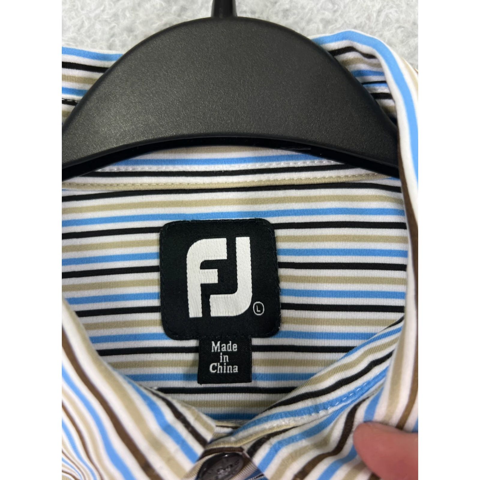 Footjoy FootJoy Polo Shirt Men L Blue Striped Polo Shirt Lightweight Polyester Size US L / EU 52-54 / 3 - 3 Thumbnail