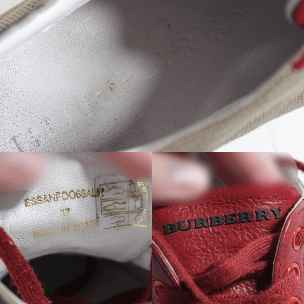 Burberry Distressed Nova Check Leather Low Sneakers Size US 7 / IT 37 - 10 Thumbnail