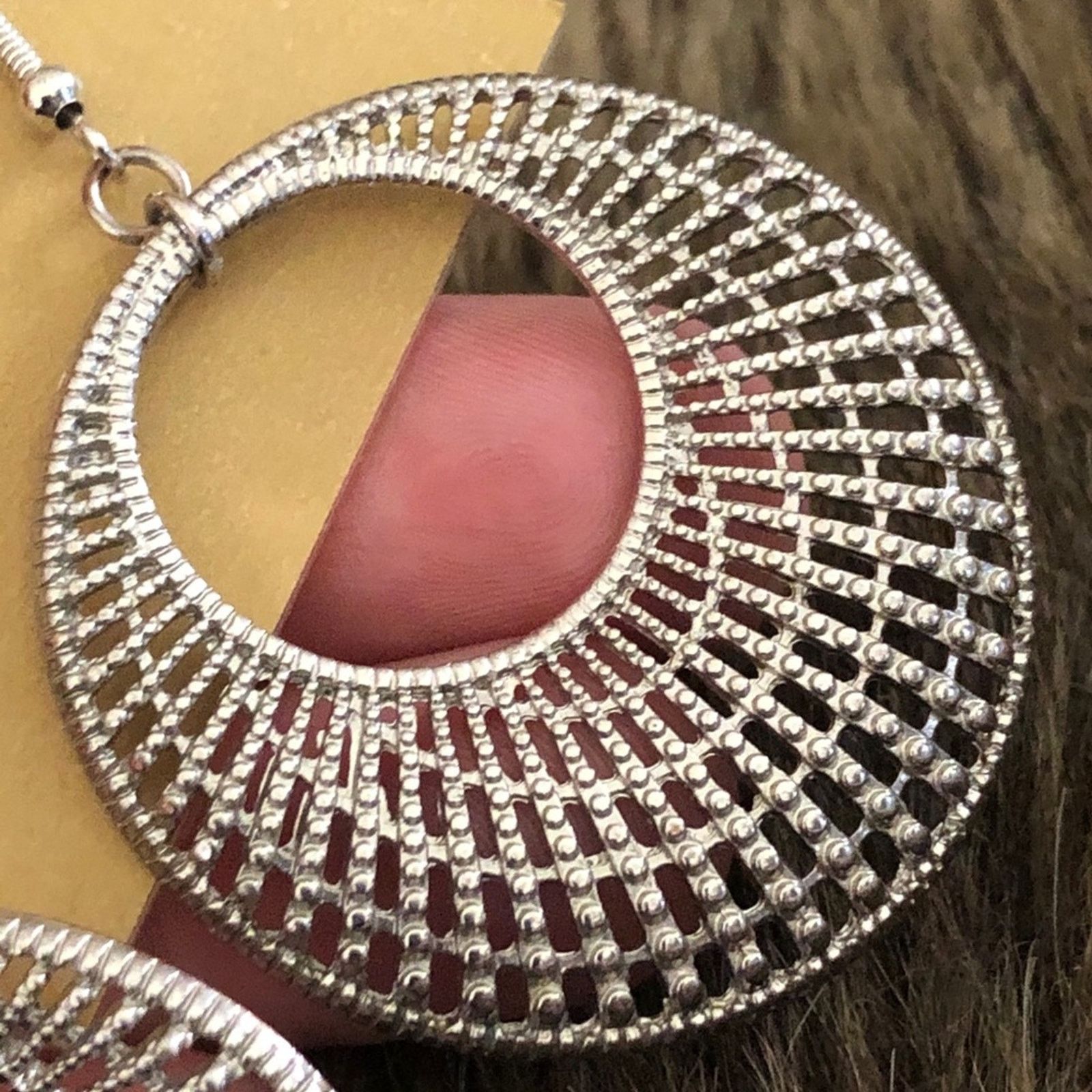 Jewelry Large silver tone disc fish hook earrings Size ONE SIZE - 4 Thumbnail