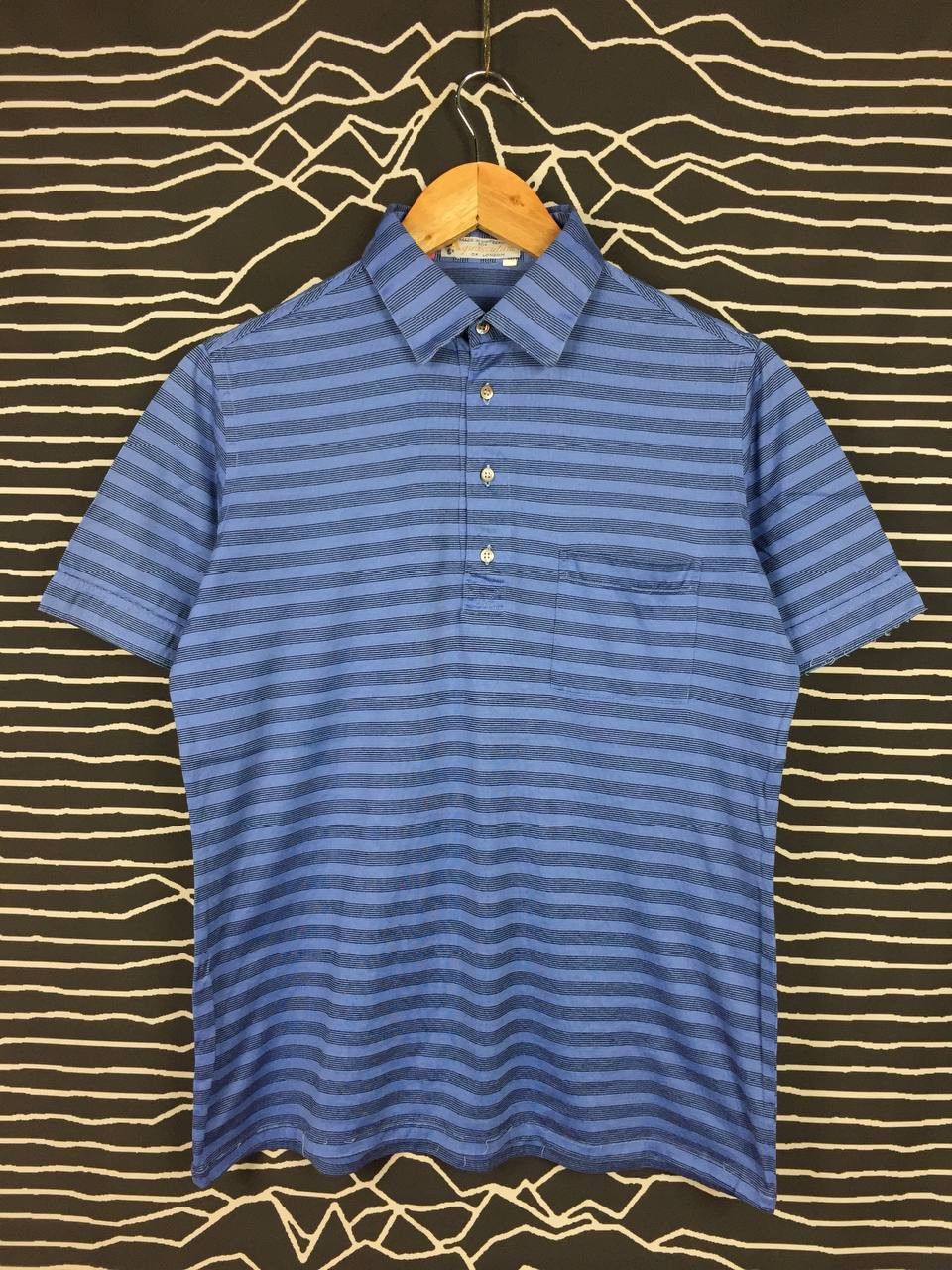 Aquascutum × Designer × Vintage Vtg 80s Aquascutum of London Striped Retro Polo Tee Size US M / EU 48-50 / 2 - 2 Thumbnail