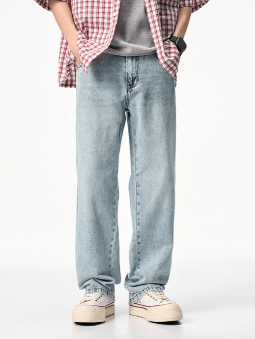 Japanese Brand × Jean American trendy men's blue washed loose stitching jeans Size US 32 / EU 48 - 1 Thumbnail