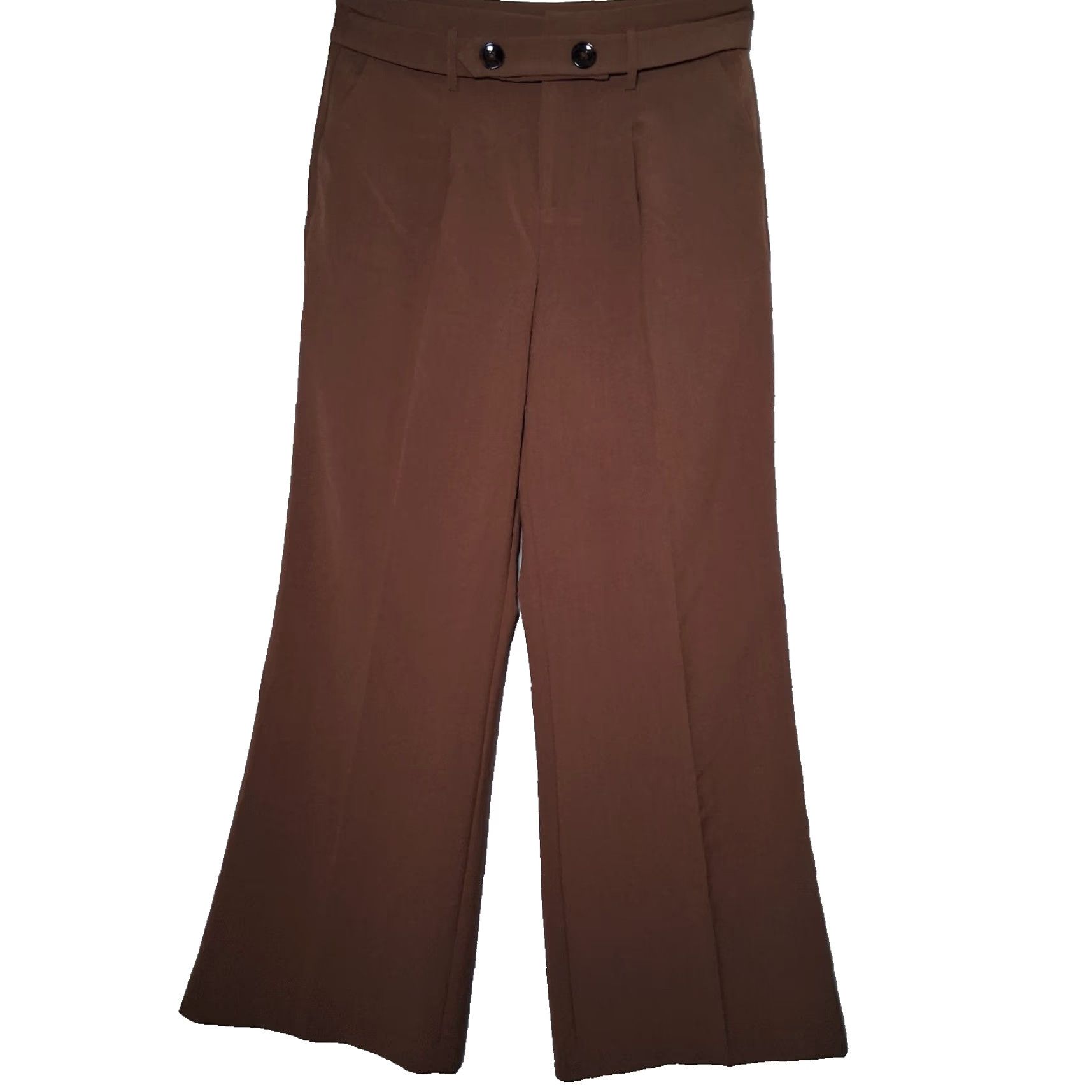 Vintage Cato Dress Pants Women Size 12 Brown Wide Leg Button Stretch Classic NEW Size 34" / US 12 / IT 48 - 2 Thumbnail