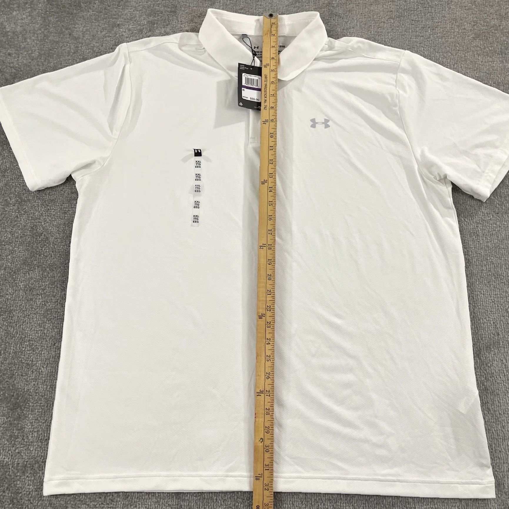 Under Armour Under Armour Polo Shirt Mens 2XL White Stretch Sport S/S NEW Size US XXL / EU 58 / 5 - 5 Thumbnail