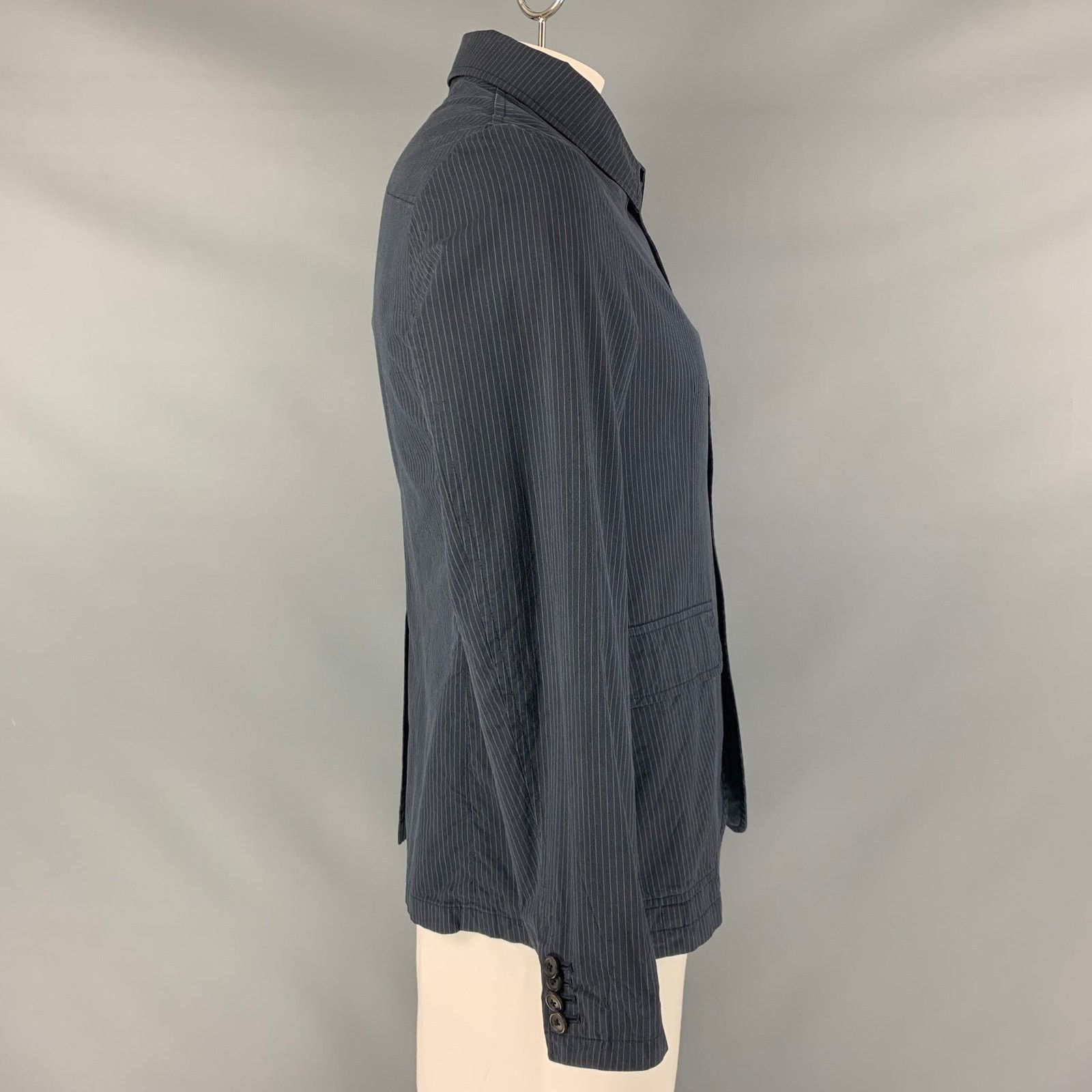 Ts(S) TS (S) Size L Navy Tan Pinstripe Cotton Silk Jacket Size US L / EU 52-54 / 3 - 2 Thumbnail