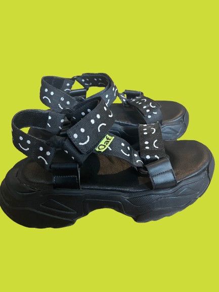 Lazy Oaf Lazy Oaf Velcro Sandals Happy Sad Platform Size US 8 / IT 38 - 1 Thumbnail