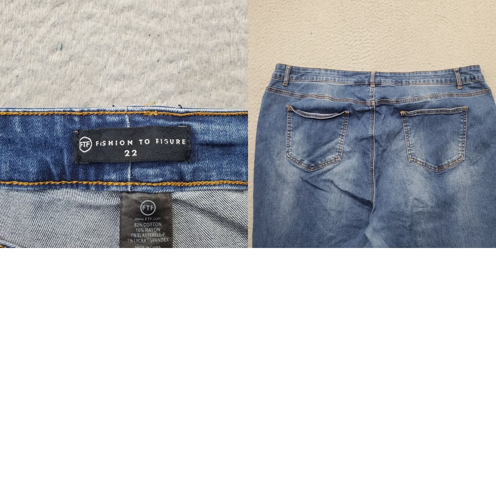 Vintage Fashion to Figure Womens 22 Blue Denim Skinny Jeans 5-Pocket Stretch Medium Wash Vintage: No Size 40" / US 18 - 8 Thumbnail