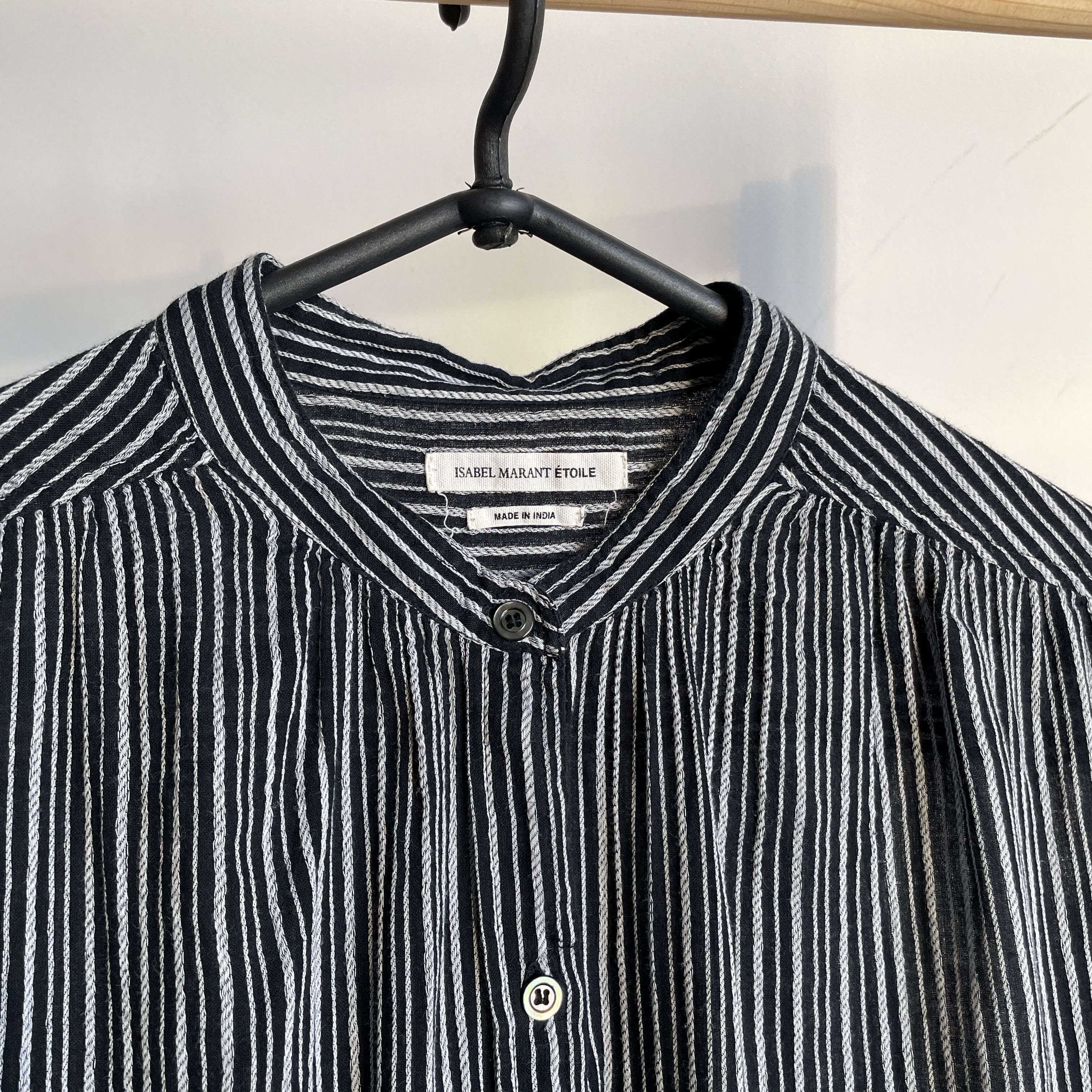 Isabel Marant Etoile Isabel Marant Etoile Collarless Striped Grandad Blouse Size XS / US 0-2 / IT 36-38 - 4 Thumbnail