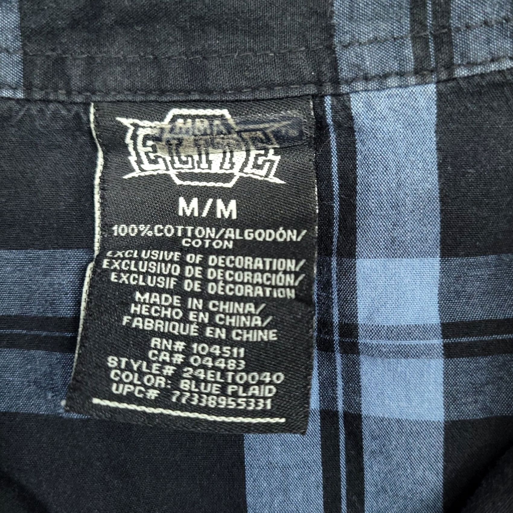 Vintage MMA Elite Men's Shirt Blue Black Plaid Long Sleeve Button-Up M Embroidered Size US M / EU 48-50 / 2 - 6 Thumbnail