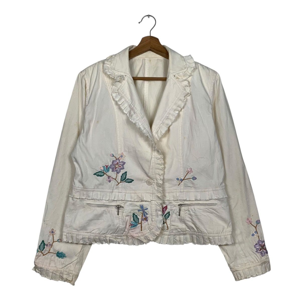 Japanese Brand E.Larin Flower Design Crop Jacket Size S / US 4 / IT 40 - 1 Thumbnail