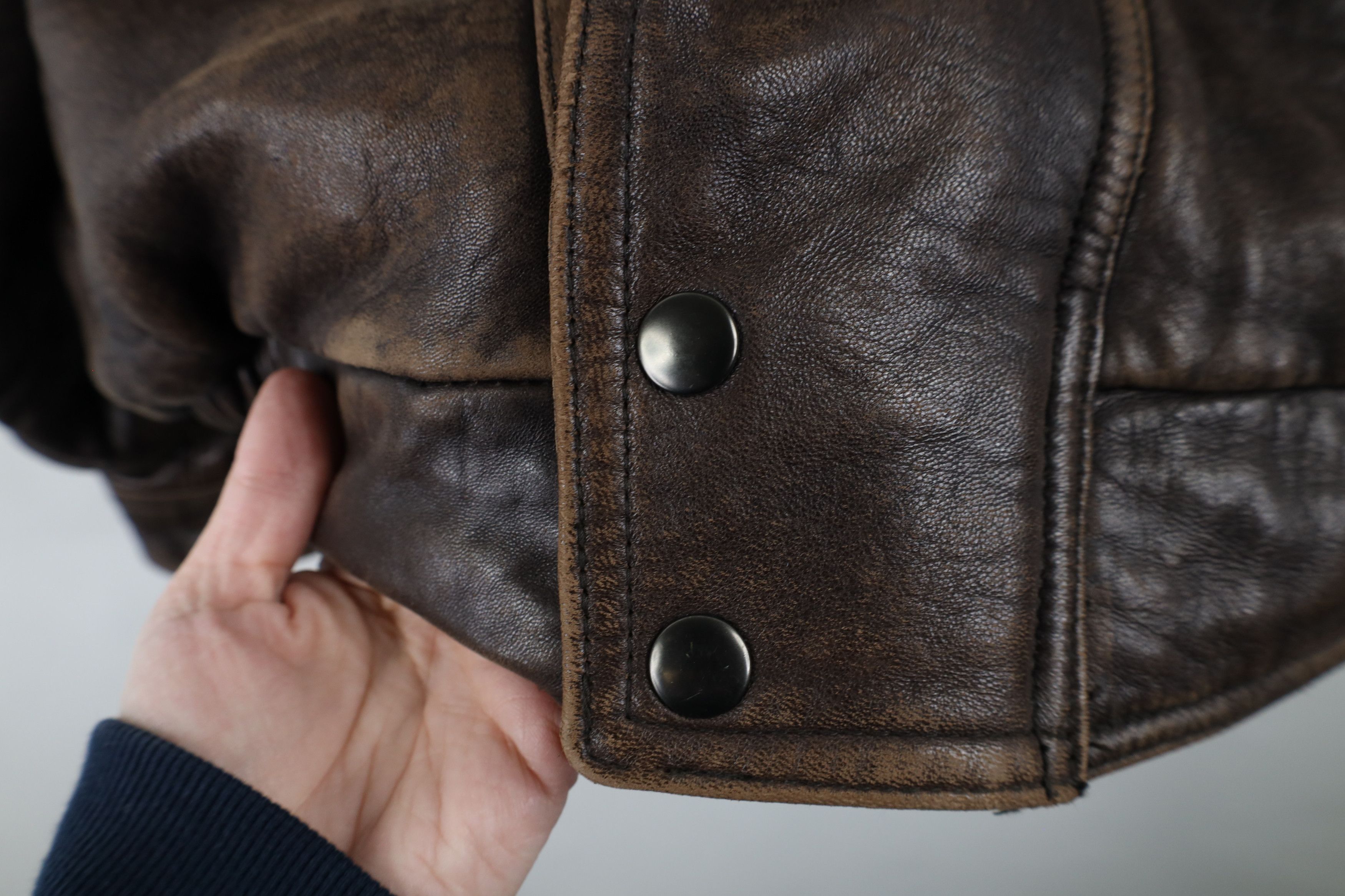 Vintage Vintage 90s Streetwear Leather Flight Bomber Jacket Brown Size US L / EU 52-54 / 3 - 4 Thumbnail