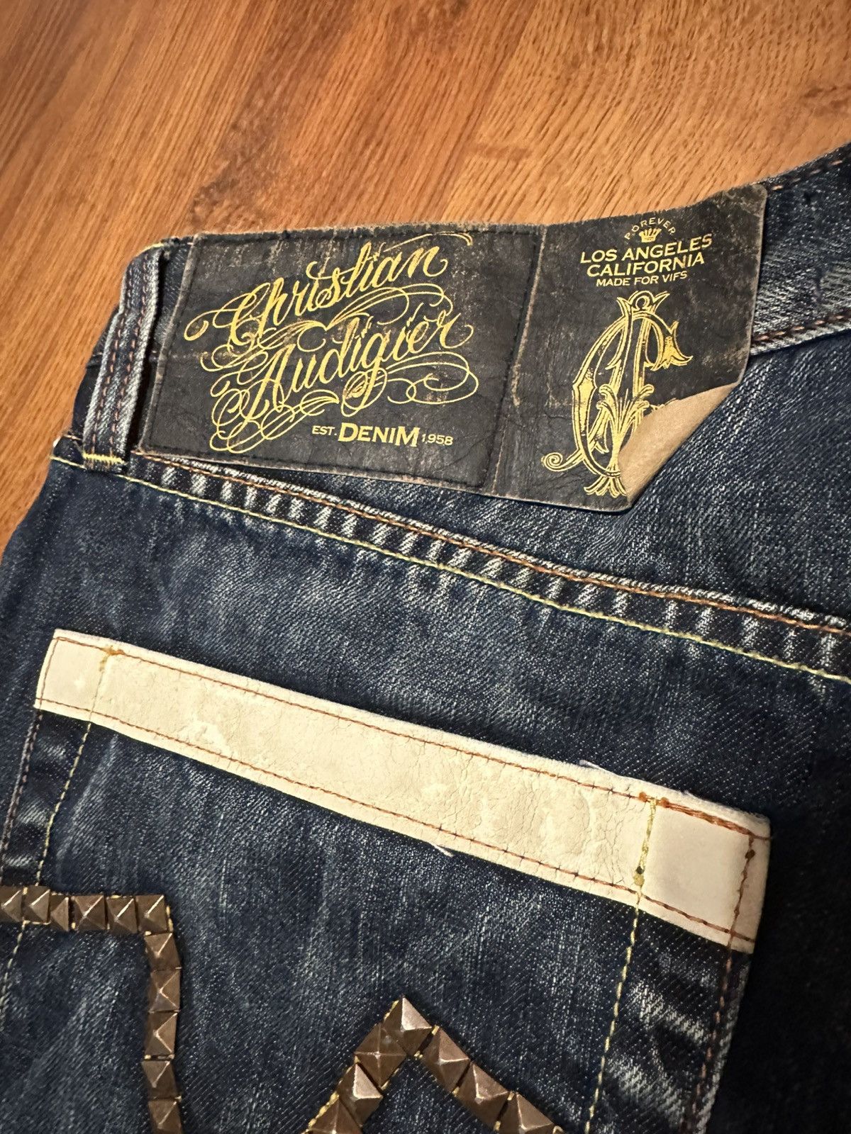 Christian Audigier × Ed Hardy × Vintage Christian Audiger Dagger Jeans Embroidered Size US 36 / EU 52 - 6 Thumbnail