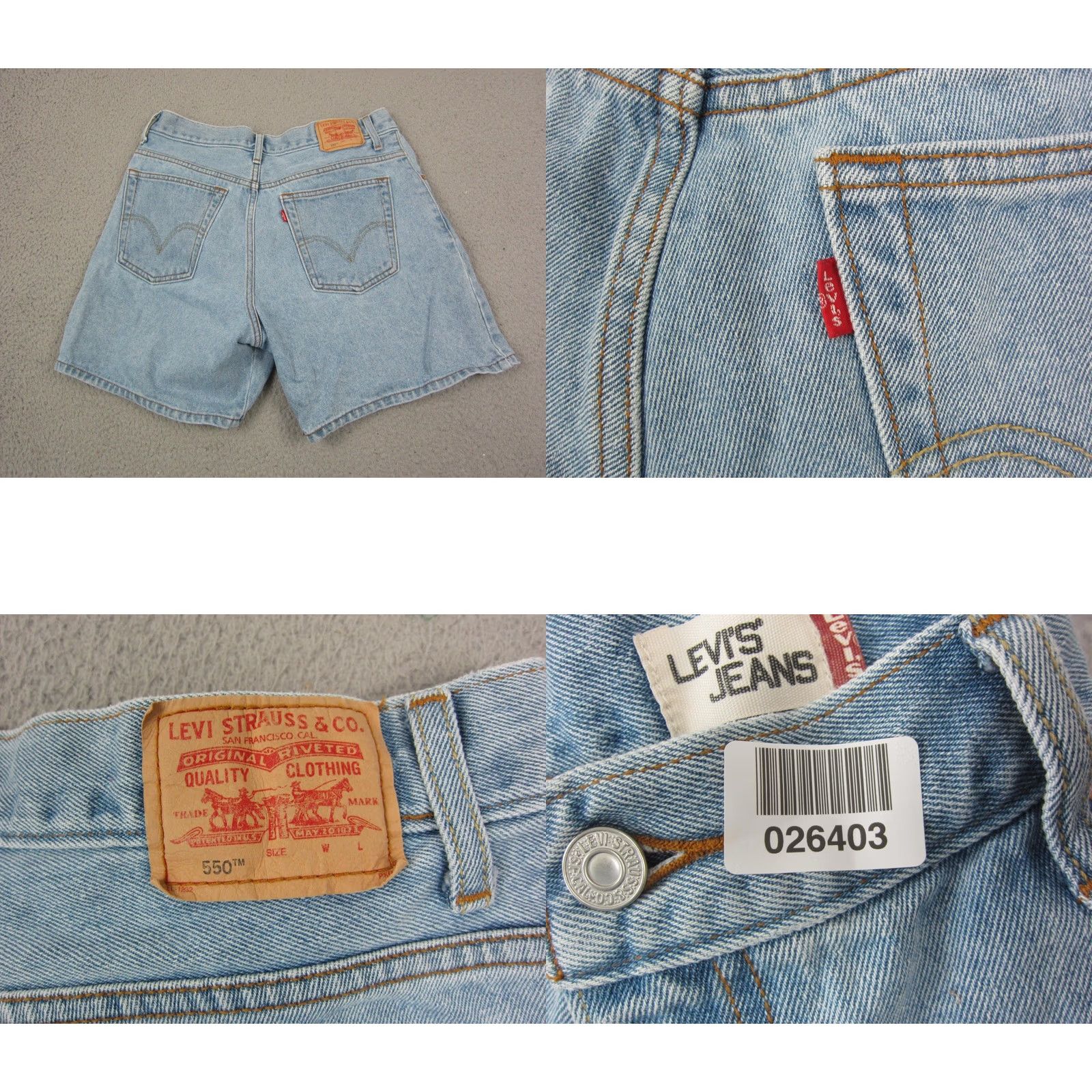 Levi's VINTAGE Levi's Shorts Denim 14 Teens Blue 90s Lightwash Jorts 550 Cotton Denim Relaxed 5-Pocket Mens Women Boys Girls Size 36" / US 14 / IT 50 - 9 Thumbnail