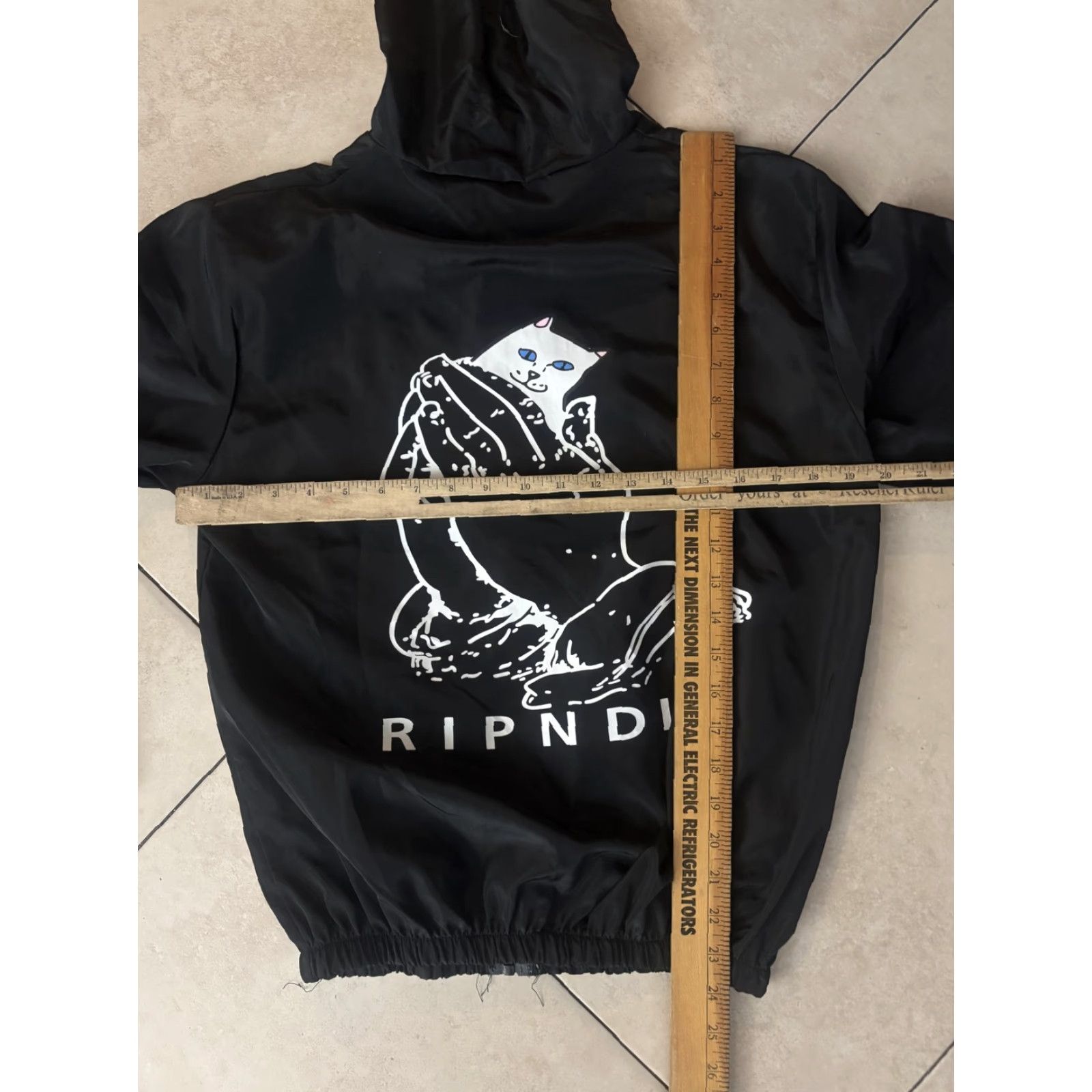 RIPNDIP RIPNDIP Jacket Mens Medium Black Hooded Windbreaker Cat Graphic Zip Size US M / EU 48-50 / 2 - 6 Thumbnail