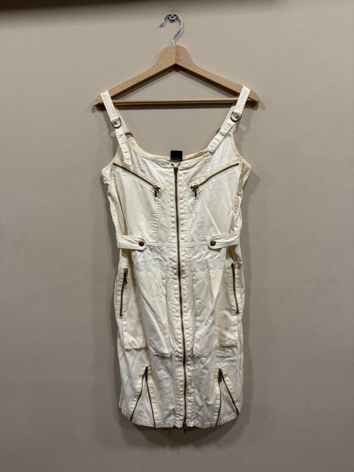 plein sud Vintage Plein Sud Multizip Creme Midi Dress Size M / US 6-8 / IT 42-44 - 1 Thumbnail