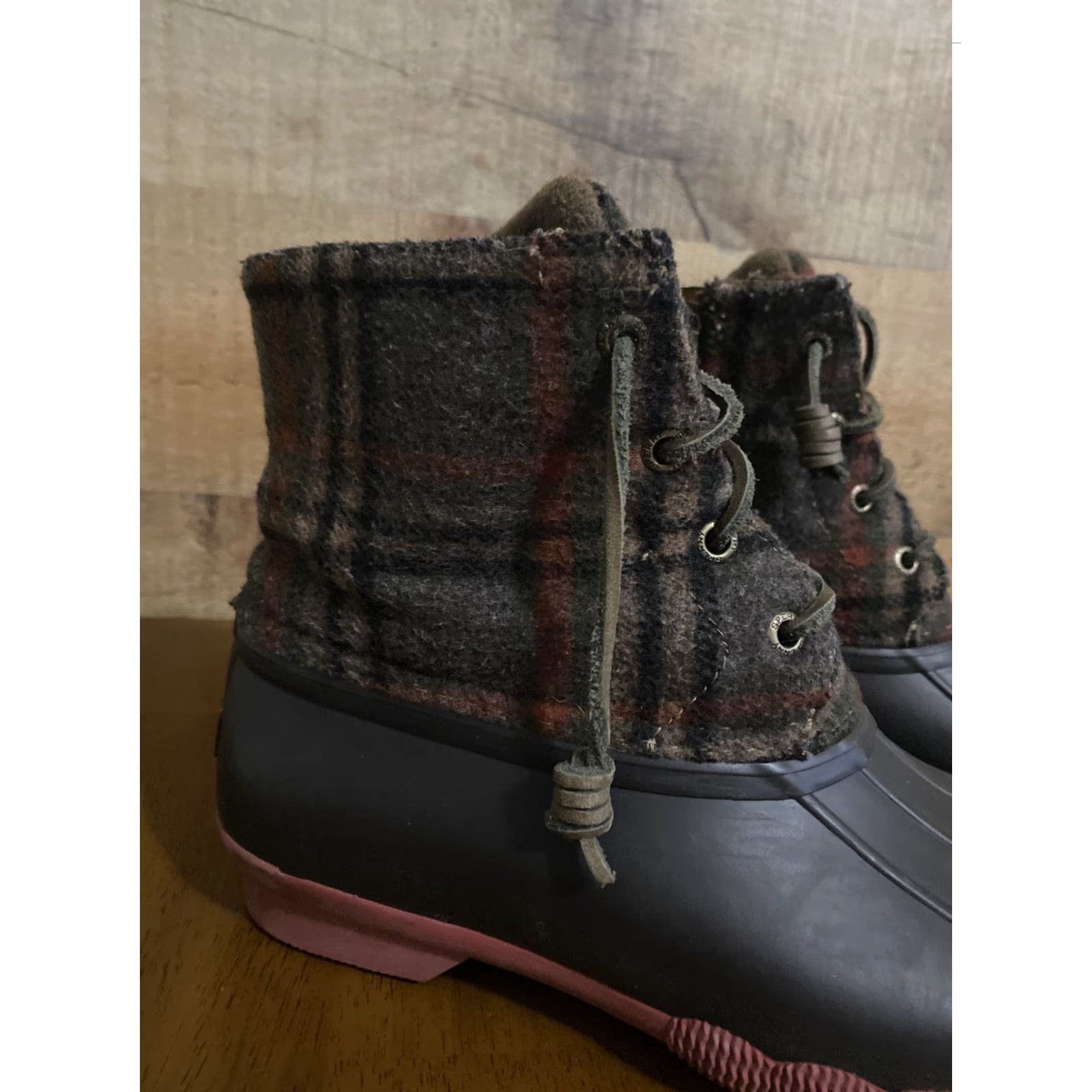 Sperry Sperry Saltwater Duck Boots Womens 7m Red Brown Plaid Waterproof Rubber Exterior Shoes Women Ducks Outdoor Rain Boot Waterproof Shoes Size US 7 / IT 37 - 2 Thumbnail