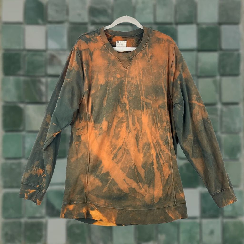 Vintage For Days Green Pullover Sweater Womens XL Crew Neck Long Sleeve Orange Tie-Dye Knit Pullover Size XL / US 12-14 / IT 48-50 - 1 Thumbnail