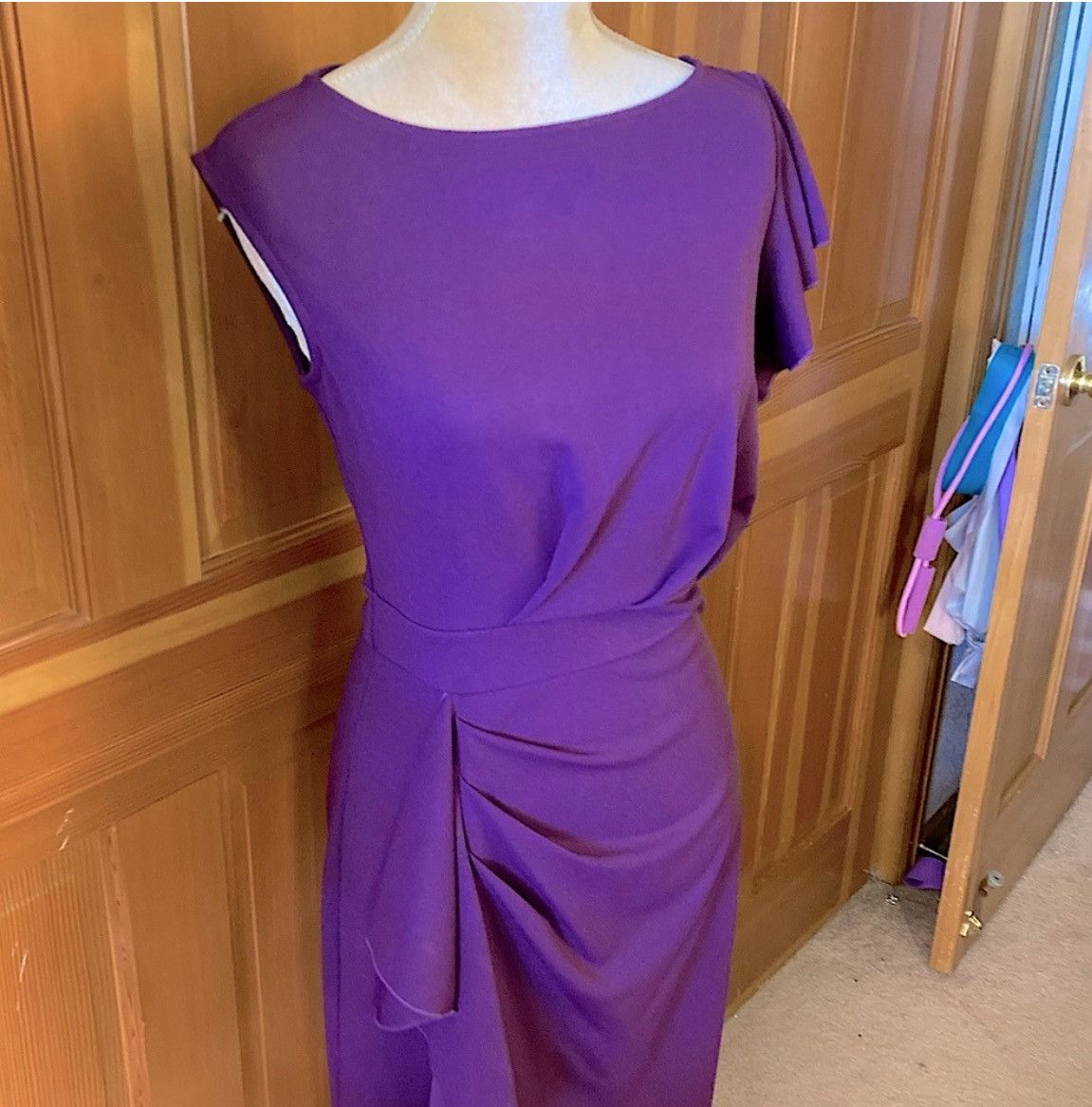 Designer × Other Nwt, Women’s Lavishly Paris Purple Side Ruffle Midi Dress Size S / US 4 / IT 40 - 6 Thumbnail
