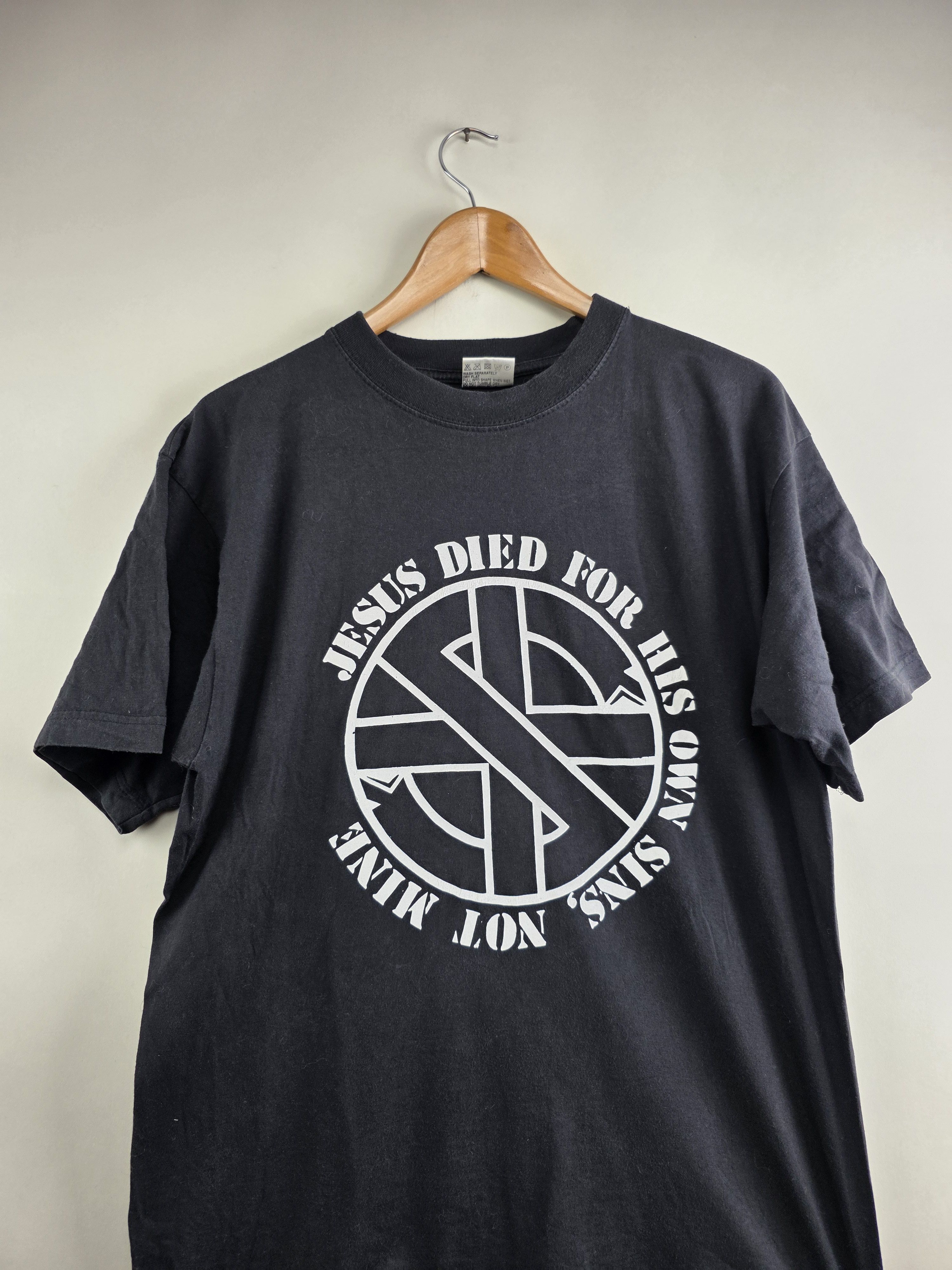 Band Tees × Vintage 90s Crass Jesus died for his own sins Punk tee L 21" 30" Size US L / EU 52-54 / 3 - 2 Thumbnail