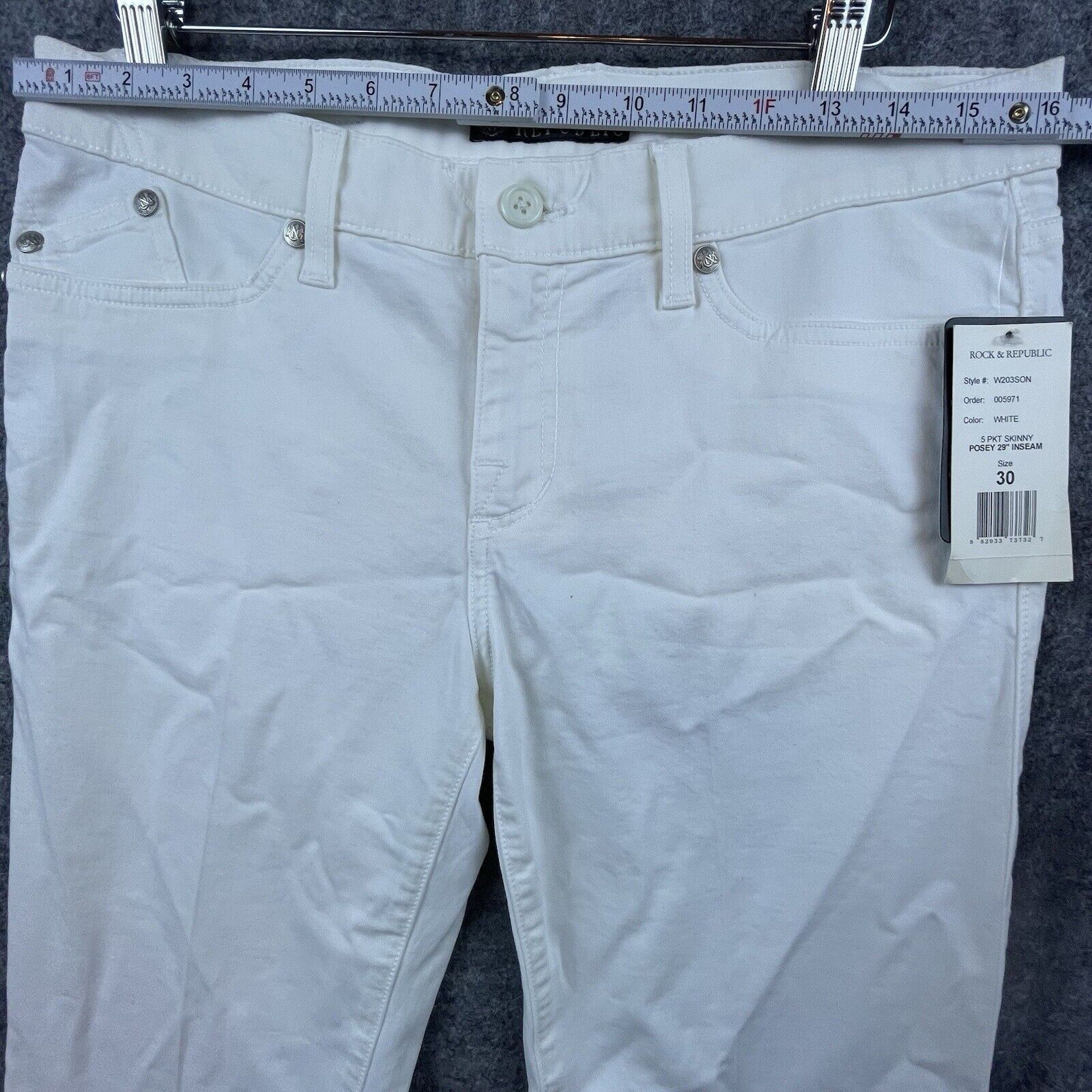 Rock & Republic Rock & Republic Jeans Womens 30 White 5 Pocket Skinny Posey Size 30" / US 8 / IT 44 - 6 Thumbnail