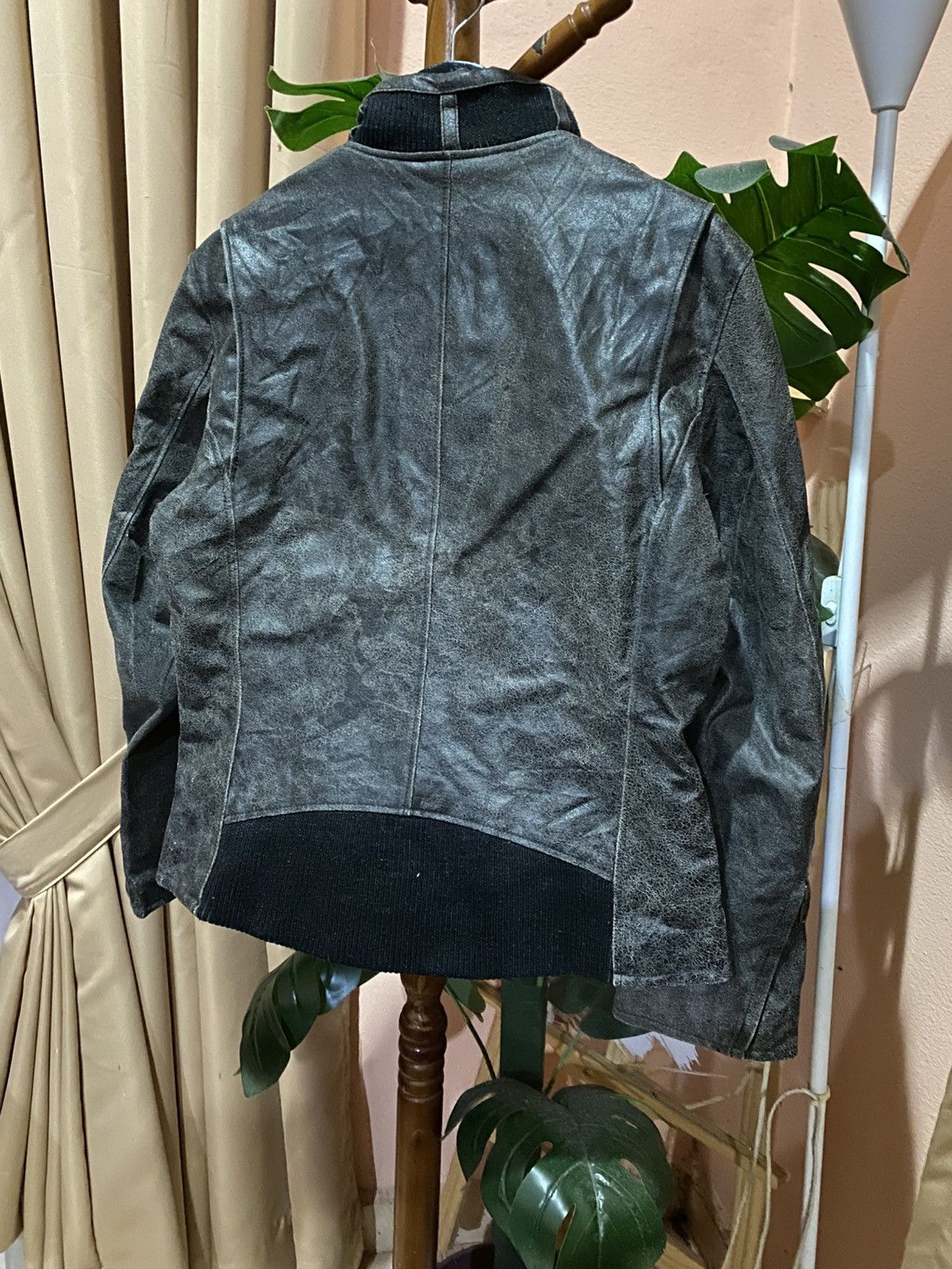 Boycott Vintage BOYCOTT Distressed Gray Leather Jacket Minimalist Size US M / EU 48-50 / 2 - 11 Thumbnail