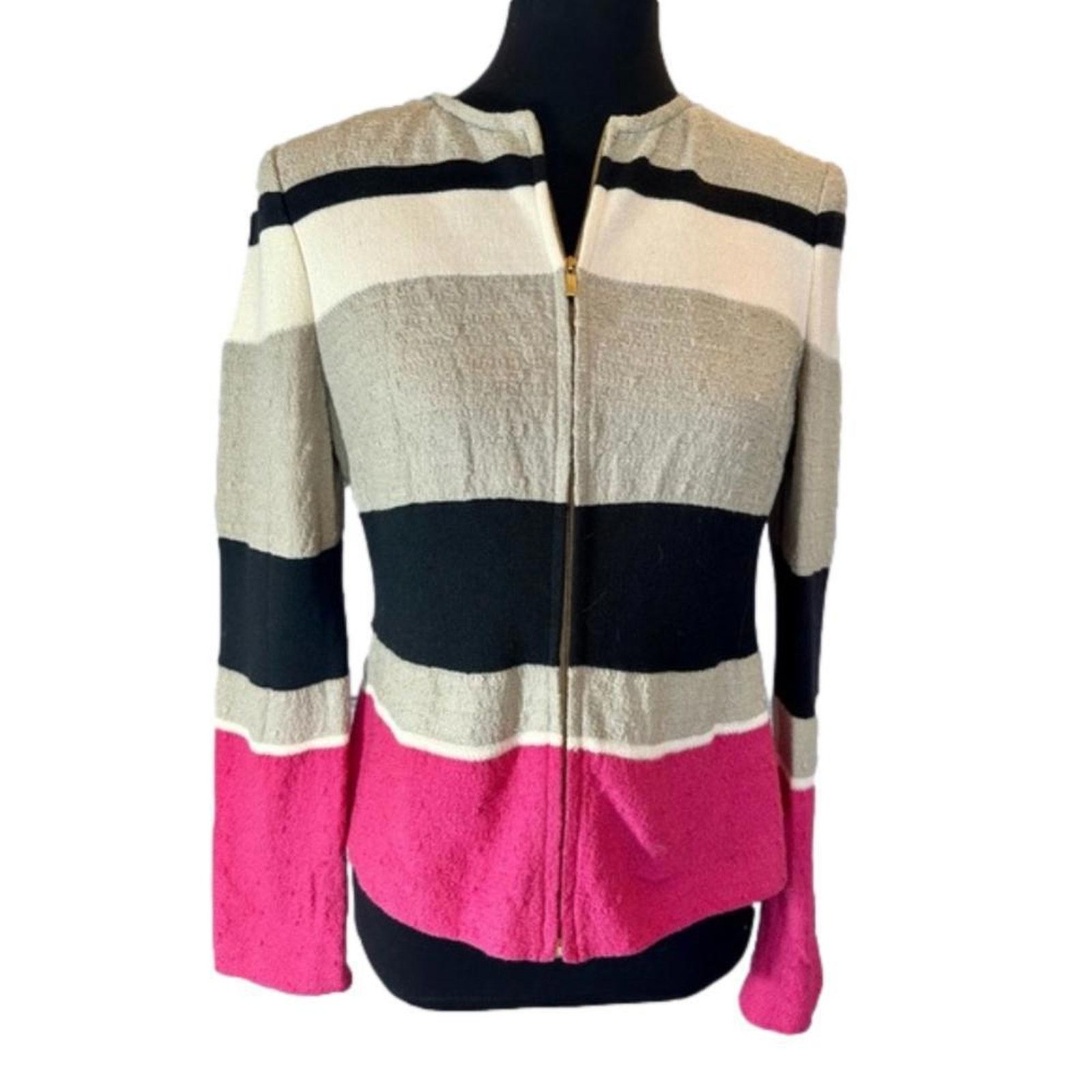 Andrew St. John St John Striped Cardigan Jacket Size M / US 6-8 / IT 42-44 - 2 Thumbnail