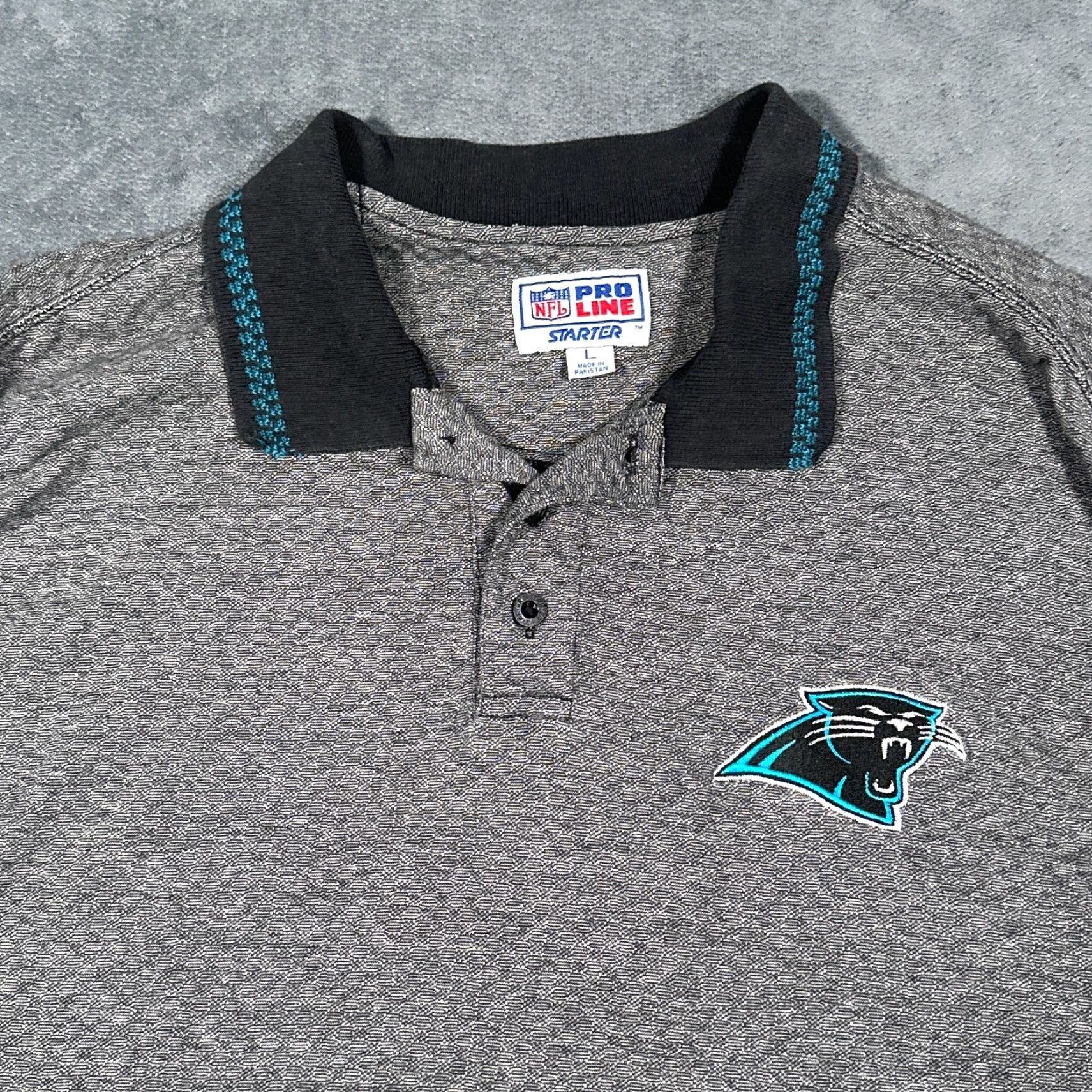 Starter Vintage Starter Carolina Panthers Polo Shirt Men Large Black Geometric 2000s Sports Casual Size US L / EU 52-54 / 3 - 2 Thumbnail