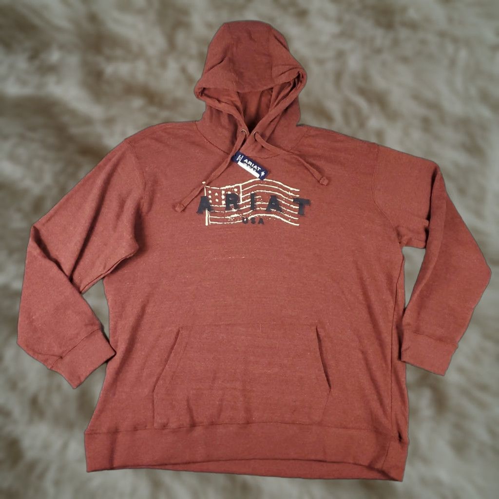 Ariat Ariat Womens Hoodie Pullover Sweatshirt 2XL Red Heather Casual Hooded Pockets Graphic Print Fleece Cotton Polyester USA Western Logo Womens Size XXL / US 16-18 / IT 52-54 - 1 Thumbnail