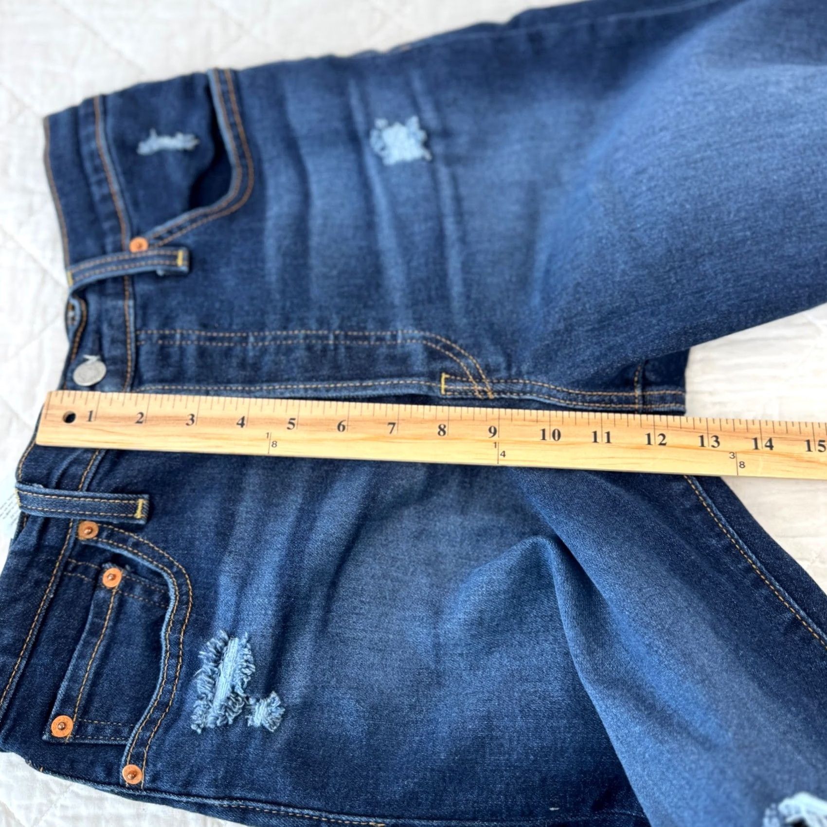 Levi's Levi's Ribcage Straight Ankle Jeans Women 29x27 Dark Indigo Destructed 72693-0133 Size 29" - 7 Thumbnail