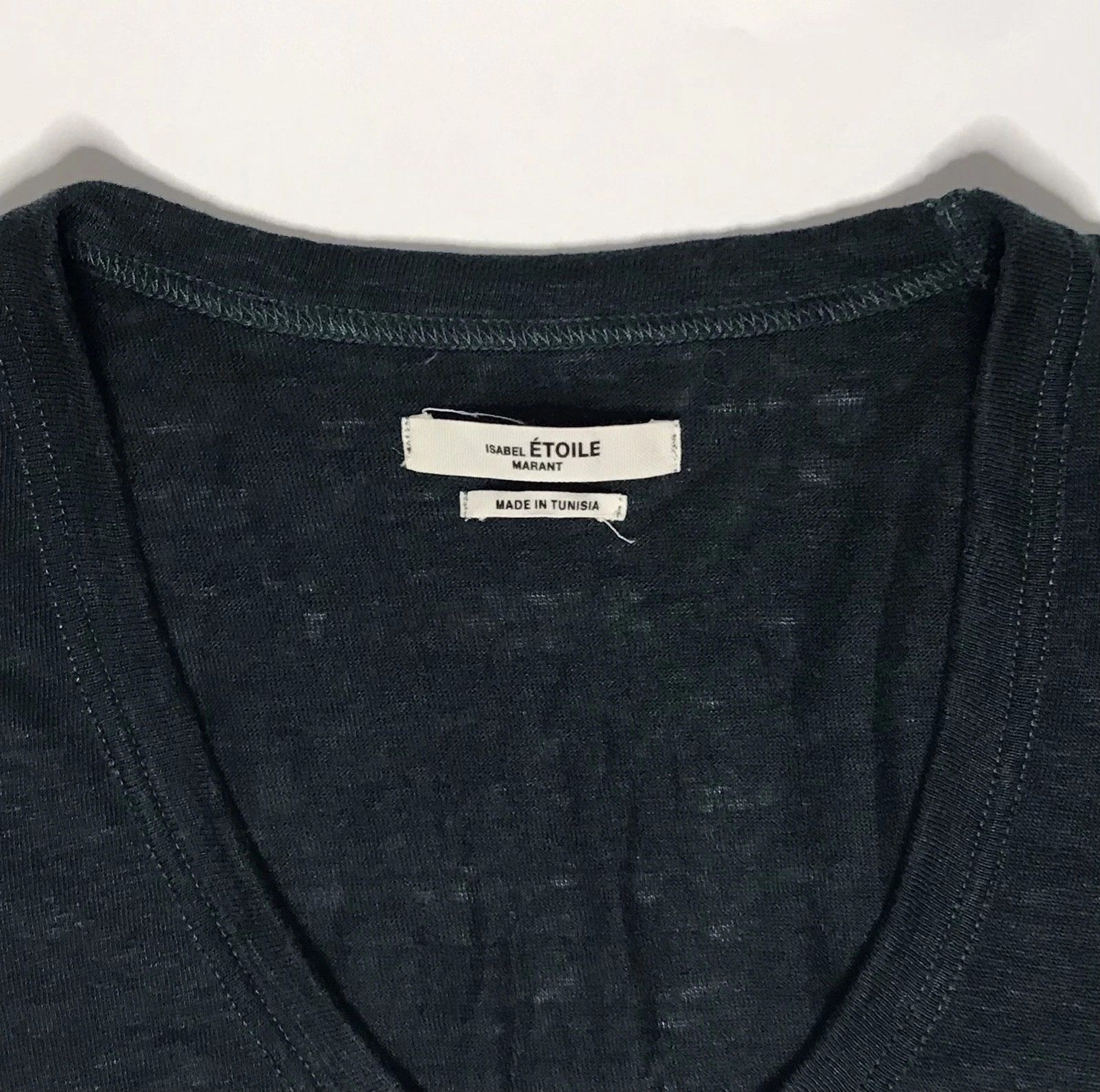 Isabel Marant Isabel Marant Etolie T-Shirt V-Neck Linen Sz S Green Size S / US 4 / IT 40 - 4 Thumbnail