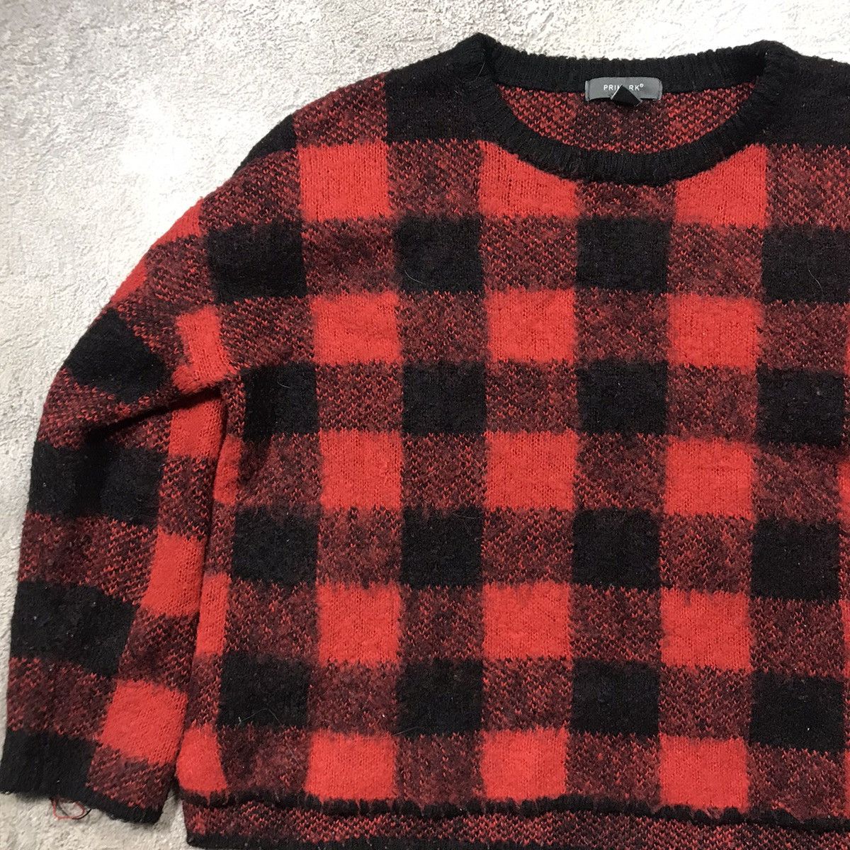 Vintage Vintage 90s Red Black Buffalo Plaid Oversized Sweater Grunge Size M / US 6-8 / IT 42-44 - 2 Thumbnail