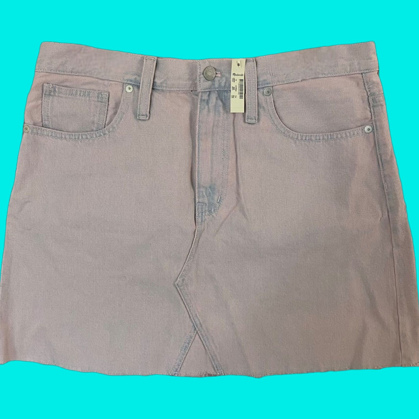 Madewell Madewell Rigid Denim A-Line Mini Skirt Size 31 Pink Raw Hem Overdyed Edition New Size 24" / US 00 / IT 34 - 1 Thumbnail
