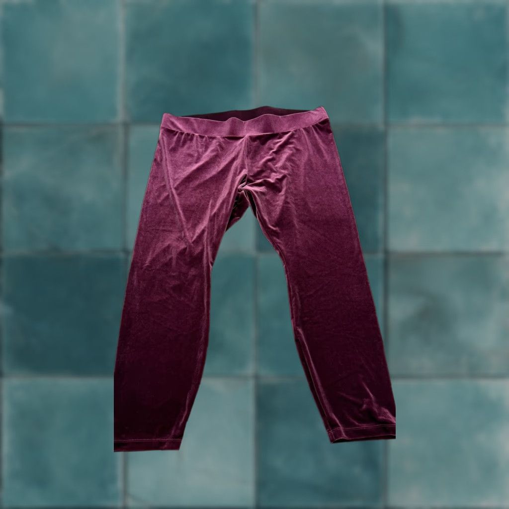 J.Crew J.Crew Womens 3X Velvet Leggings Plus Size Purple Pull On Stretch Elastic Waist Pants Size 40" / US 18 - 1 Thumbnail