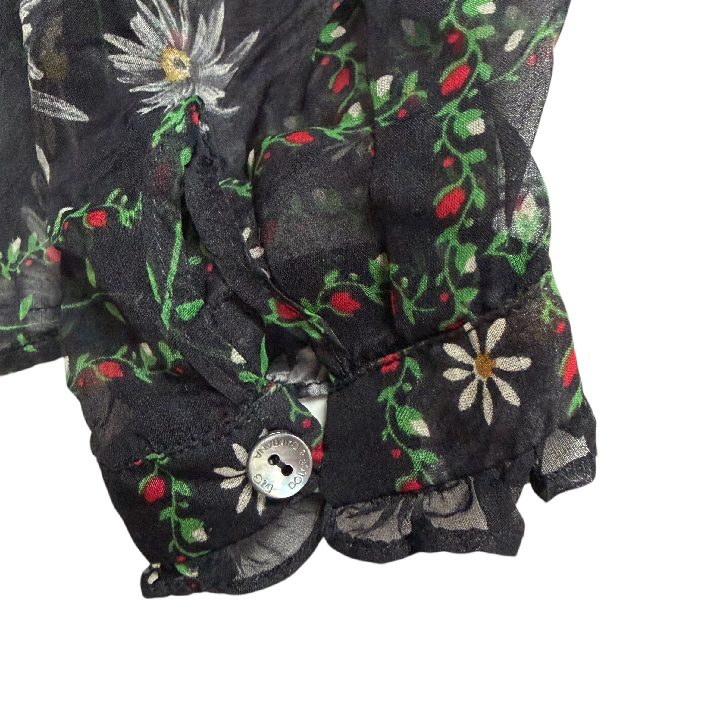 Dolce & Gabbana DOLCE & GABBANA SILK BLOUSE WITH FLOWERS Size S / US 4 / IT 40 - 4 Thumbnail