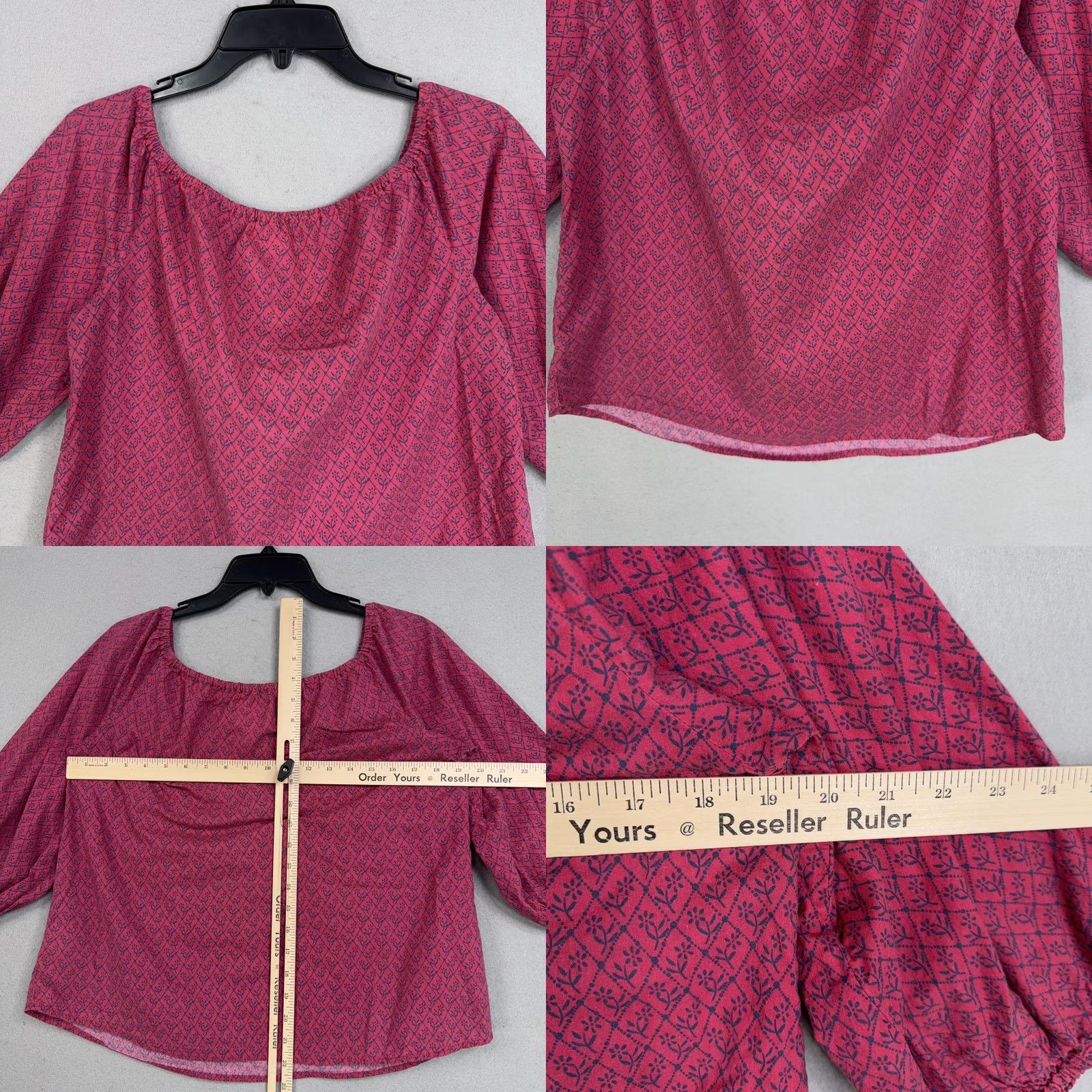 Vintage Maeve Blouse Womens Medium Pink Floral Puff Boho Flow Casual Size M / US 6-8 / IT 42-44 - 8 Thumbnail