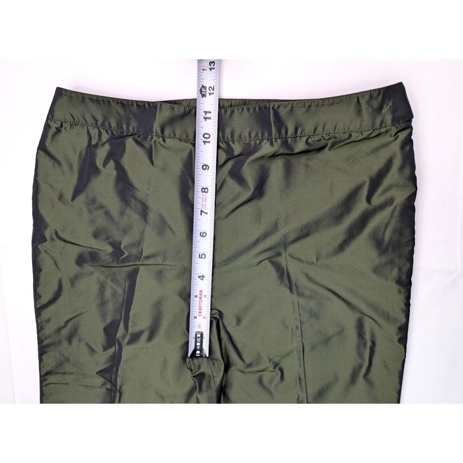 Vintage Carlisle Pants Women Regular Satin Green 29x29 High Rise Straight Front Dress Pants XS-XL Modern City Comfort Breathable Dry Clean Only Size 27" / US 4 / IT 40 - 5 Thumbnail
