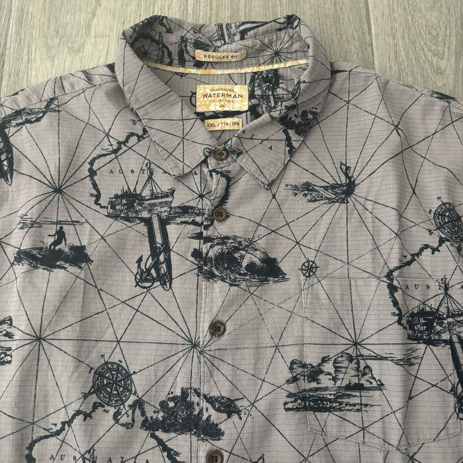 Quiksilver Quiksilver Men’s XXL Waterman Collection Grey Waves Shirt Size US XXL / EU 58 / 5 - 3 Thumbnail