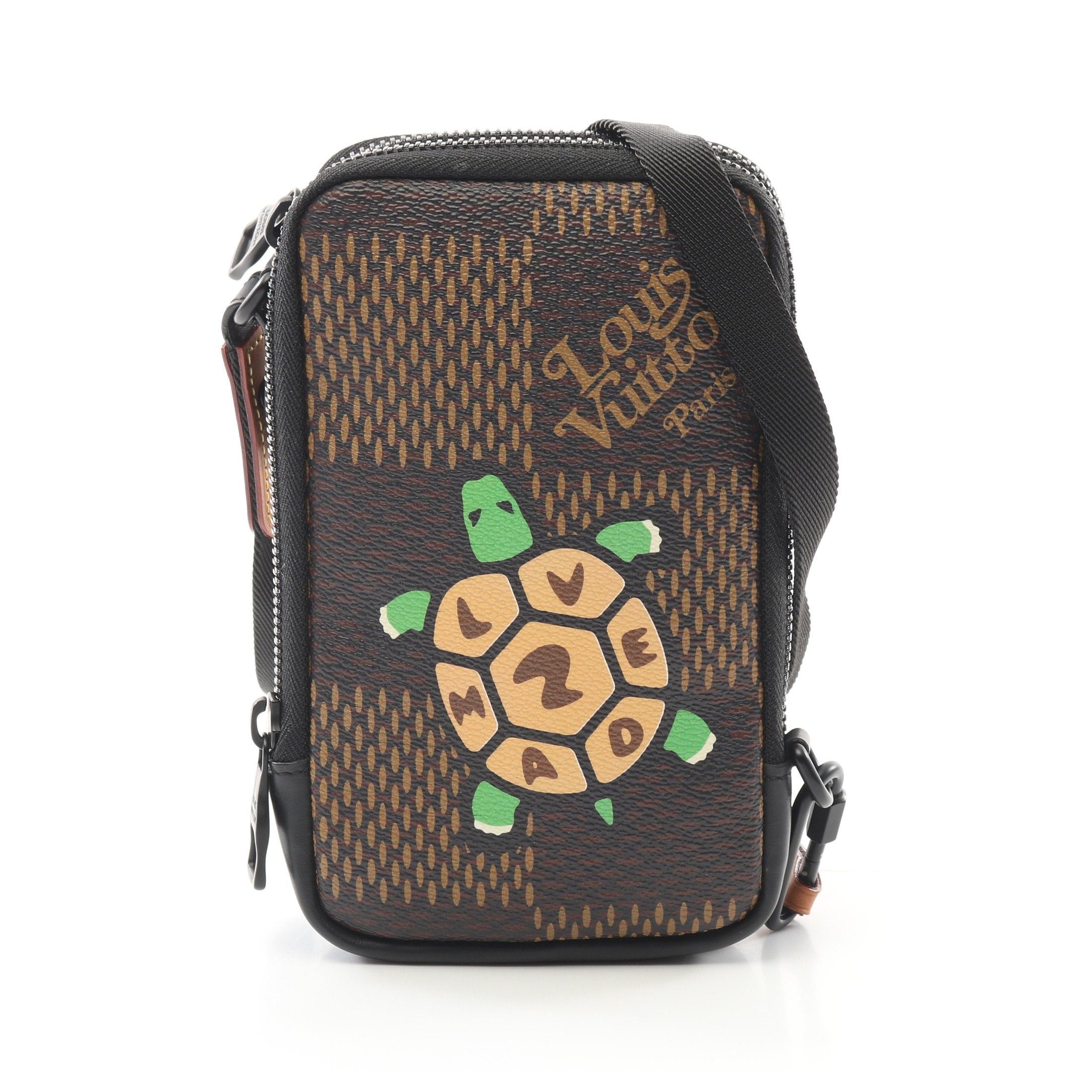Louis Vuitton Louis Vuitton Nigo Double Phone Pouch Shoulder Bag Leather Brown Multicolor, Women's