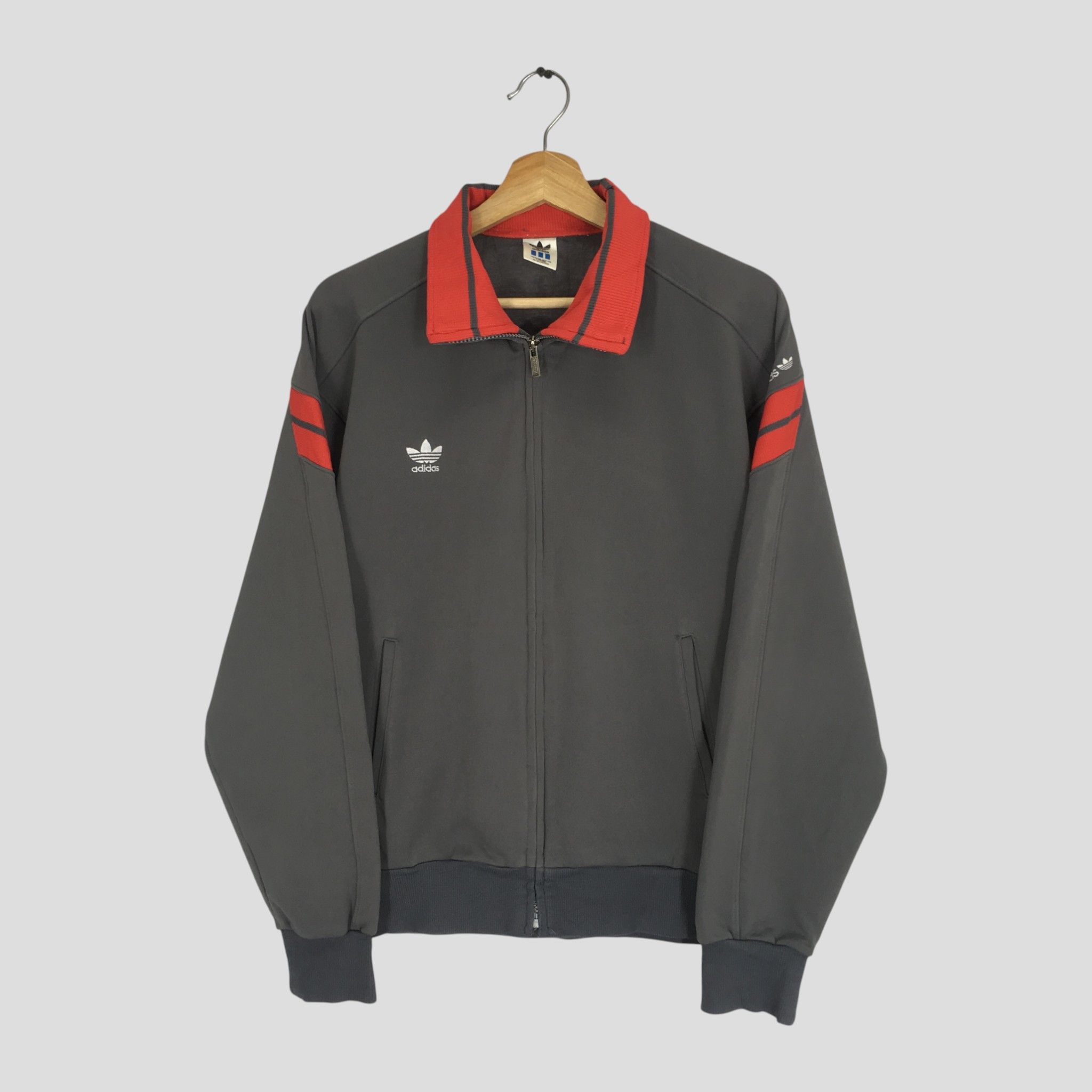 Adidas Vintage 90's Adidas Trefoil Grey Track Top Sweater Sports Size US M / EU 48-50 / 2 - 1 Thumbnail