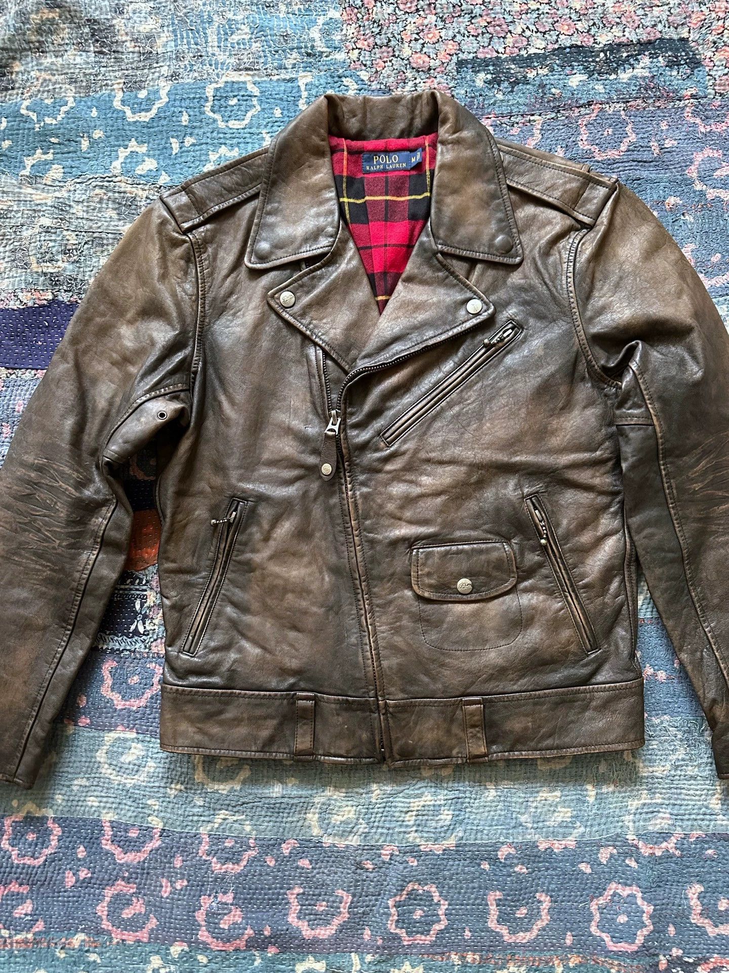 RRL Ralph Lauren RRL Biker Zip-Up Distressed Leather Jacket M Size US M / EU 48-50 / 2 - 1 Thumbnail